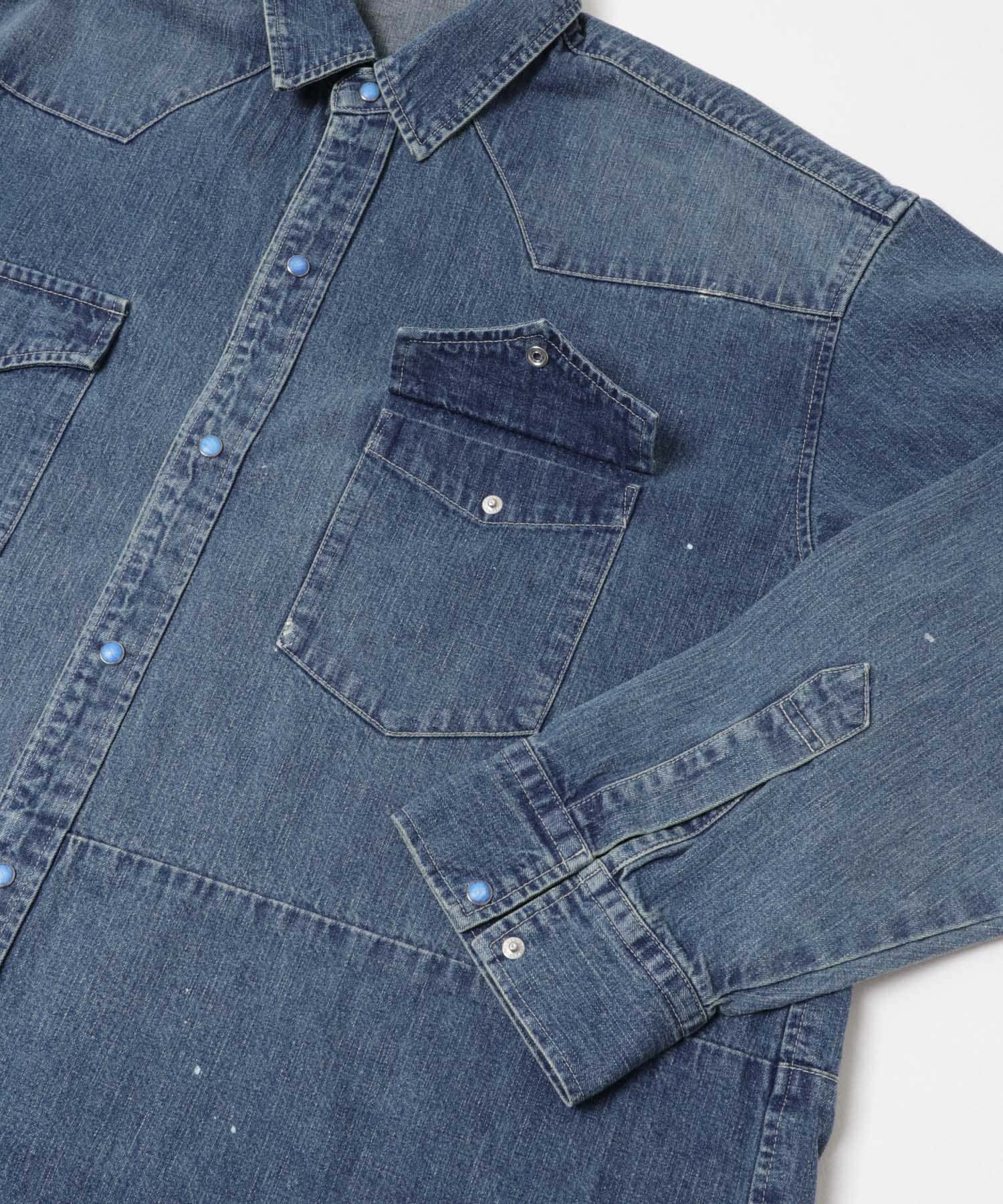 PORTER CLASSIC　BREAKFAST DENIM WESTERN SHIRTS BLUE 2
