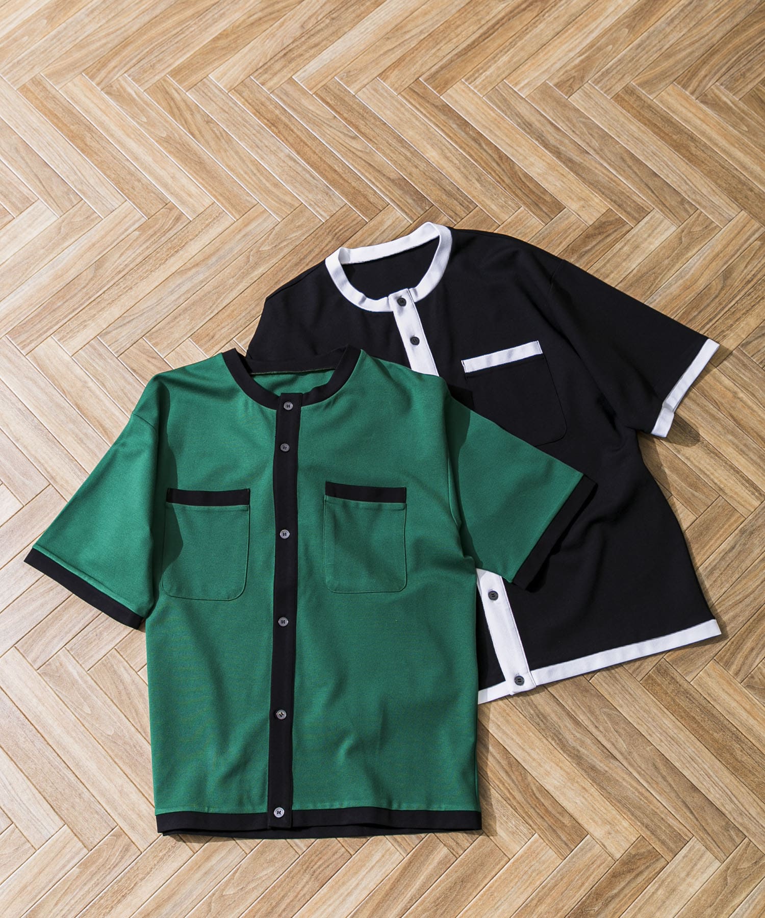 Couleur Meler sakasa　bicolor cardigan GREEN M