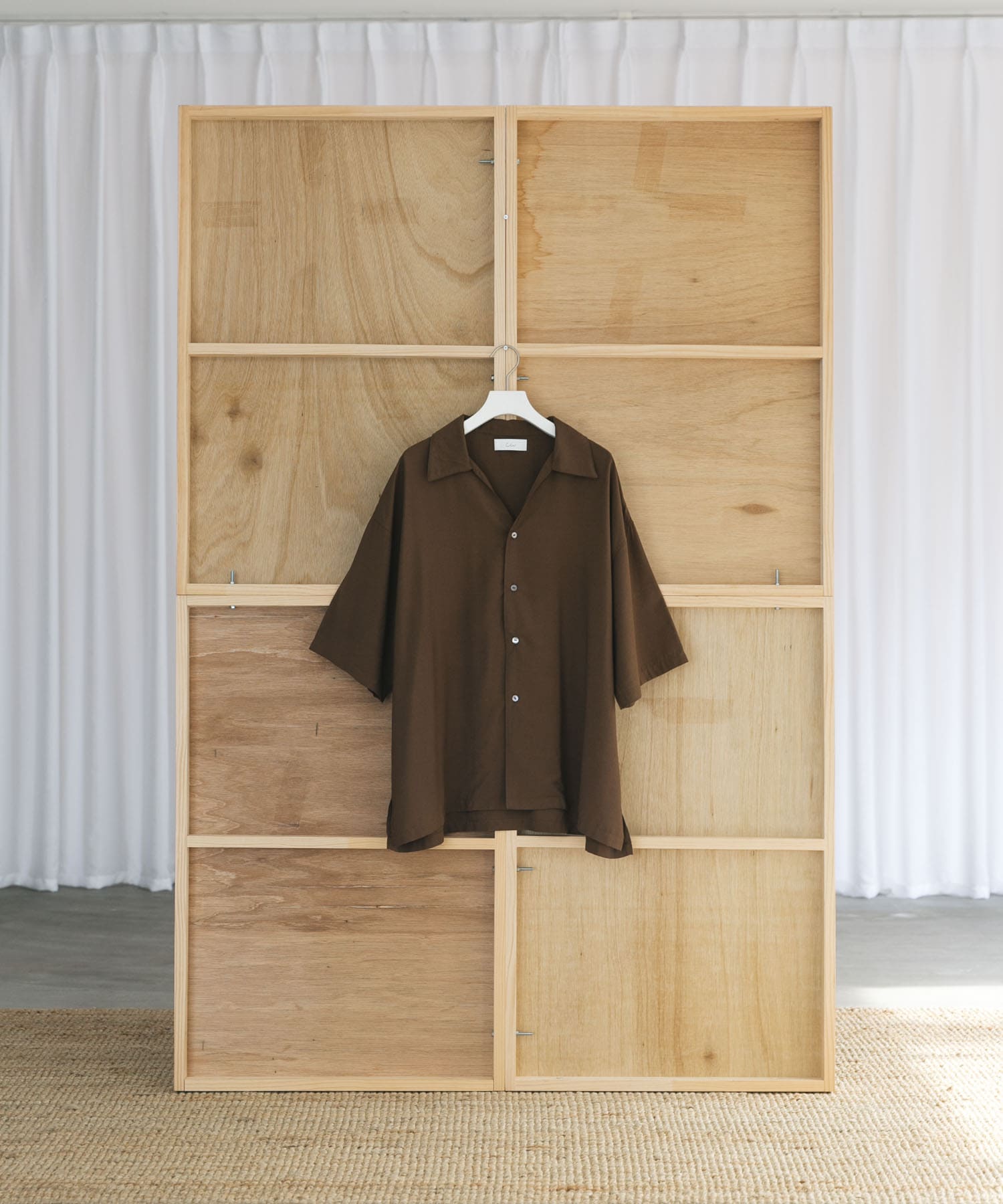 Couleur Meler なかじ　スキッパーカラーシャツ BROWN M