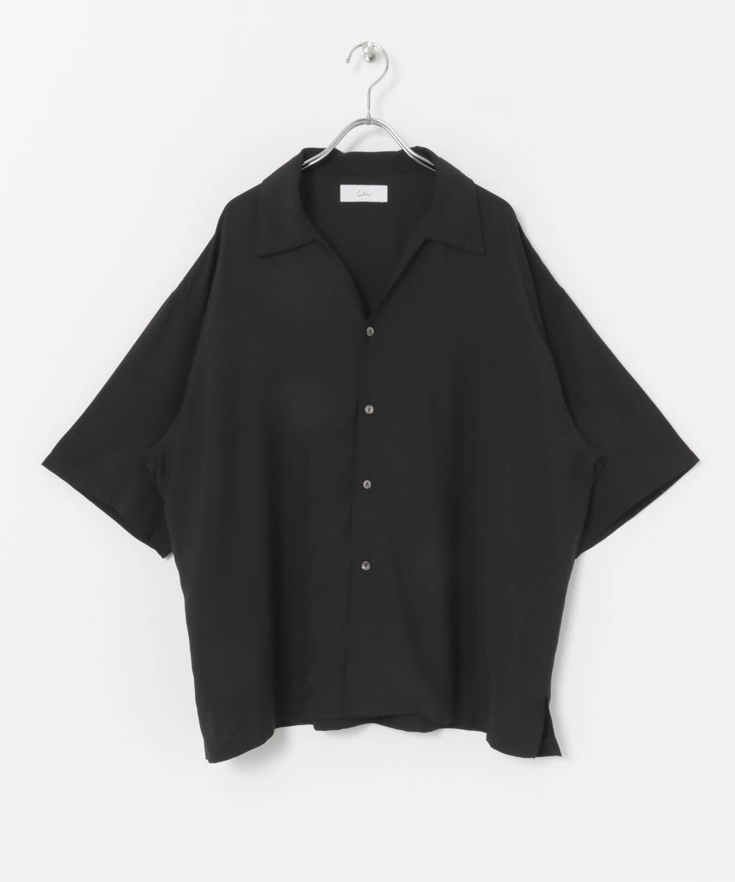 Couleur Meler なかじ　スキッパーカラーシャツ BLACK M