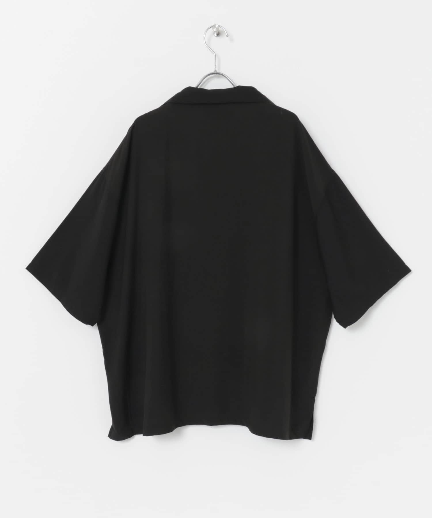 Couleur Meler なかじ　スキッパーカラーシャツ BLACK M