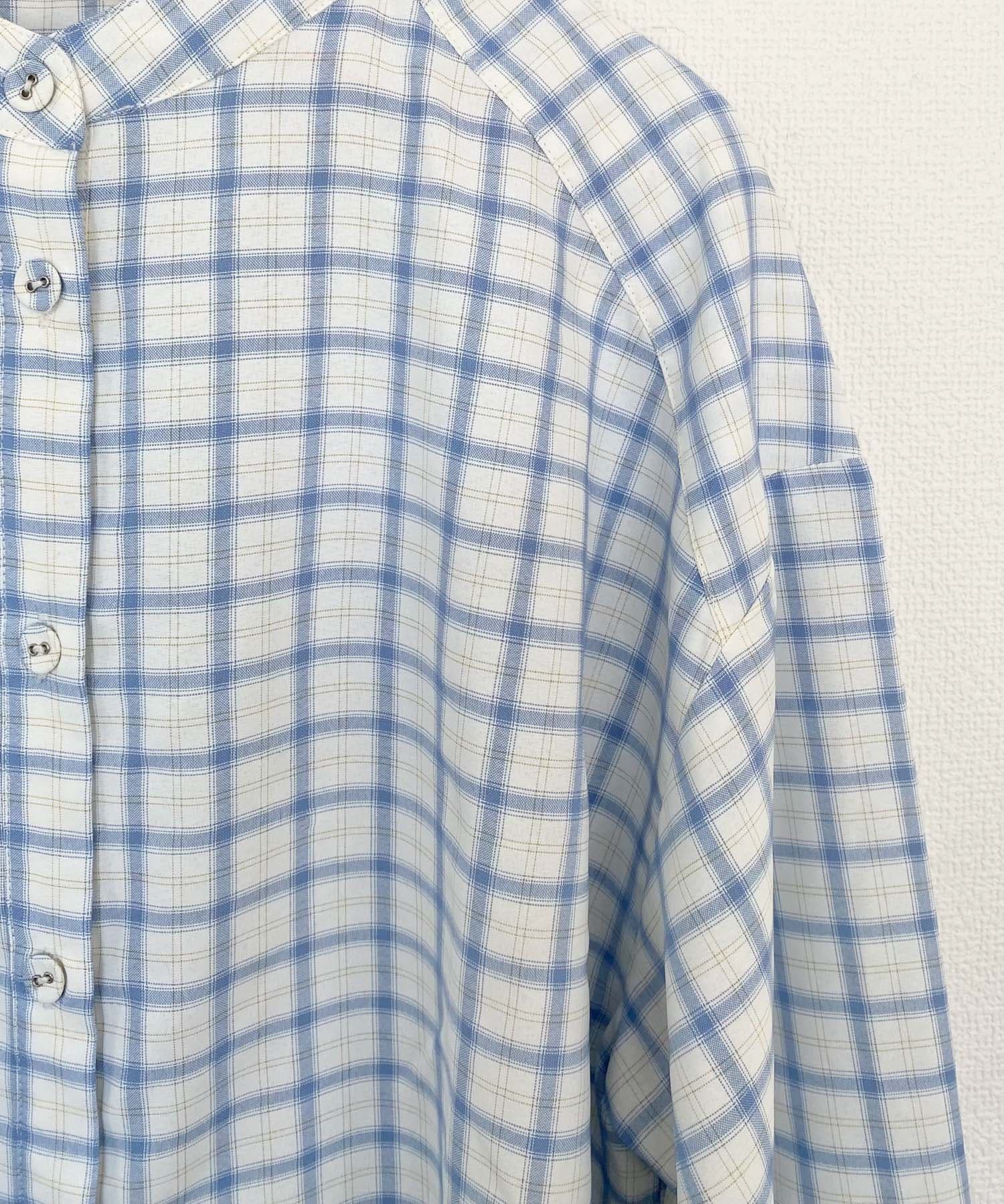 Couleur Meler imoko　オーバーチェックシャツ BLUE FREE