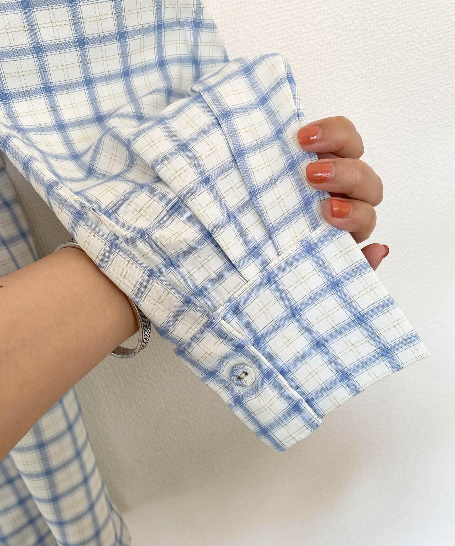 Couleur Meler imoko　オーバーチェックシャツ BLUE FREE