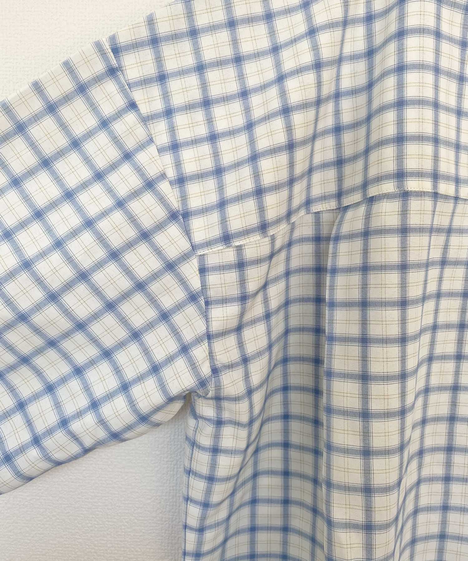 Couleur Meler imoko　オーバーチェックシャツ BLUE FREE