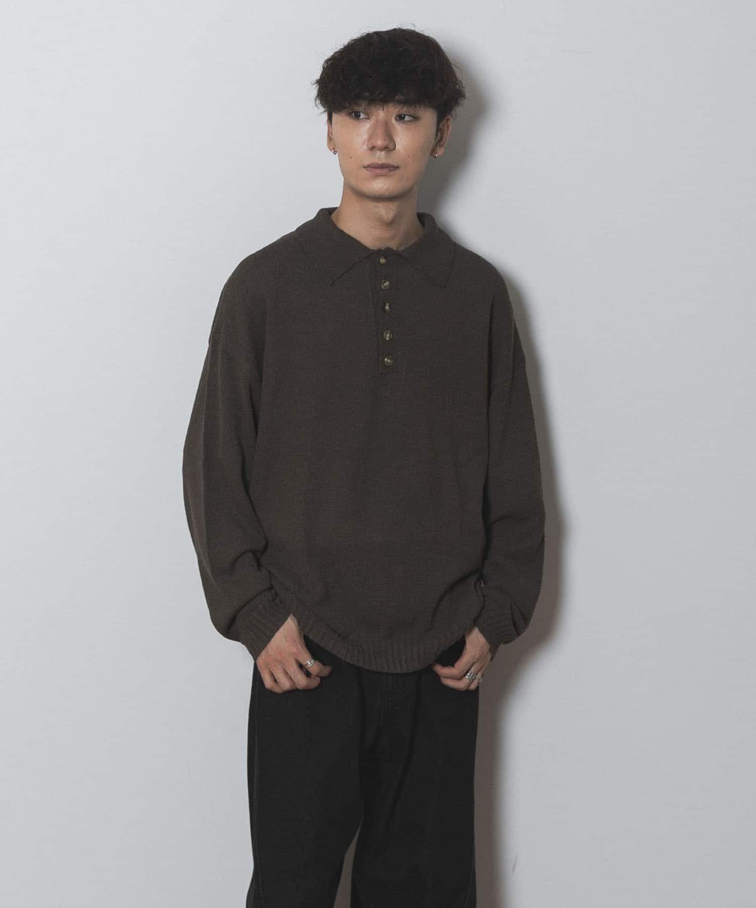 Couleur Meler sakasa　button pile yarn knit