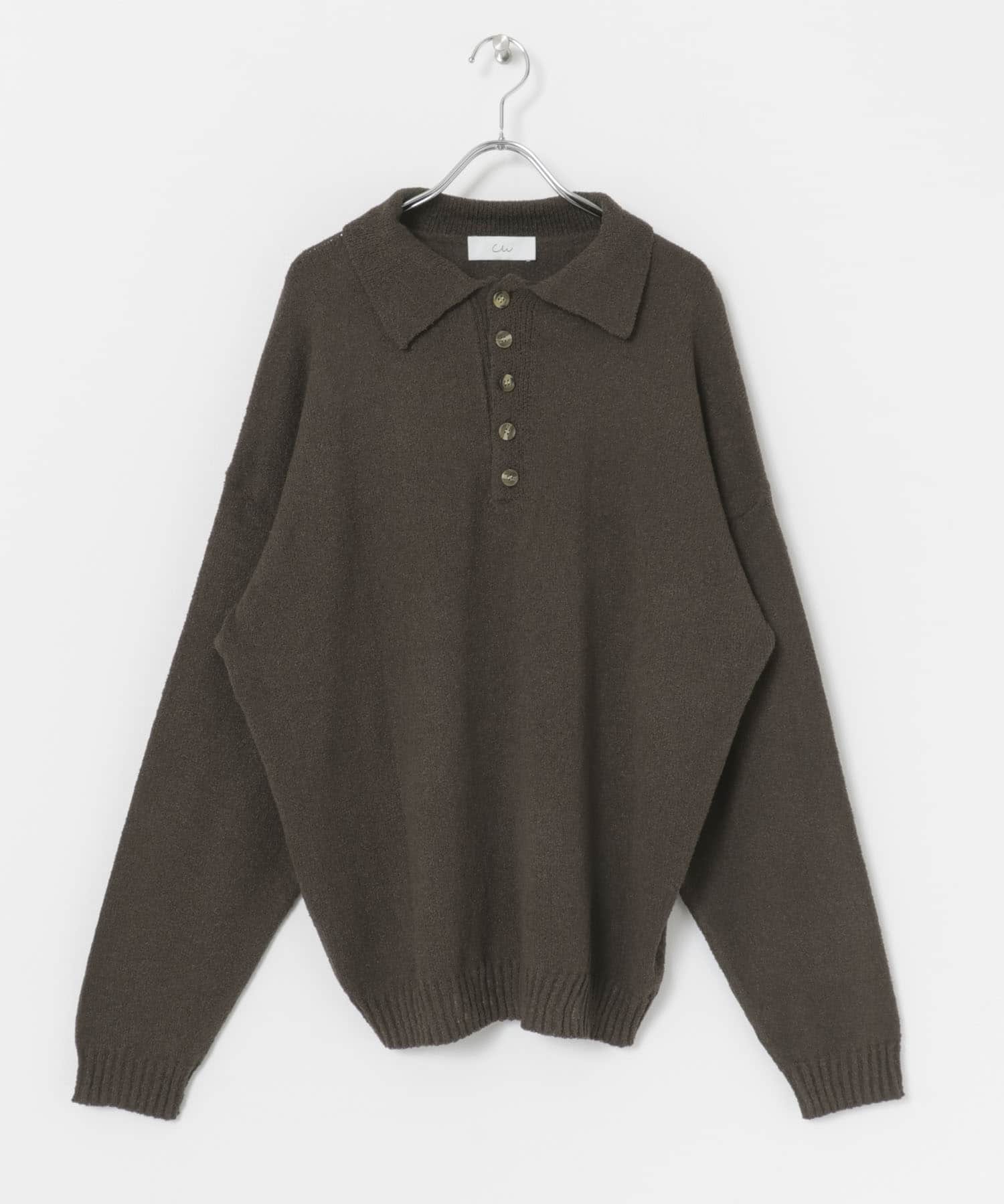 Couleur Meler sakasa　button pile yarn knit BROWN M