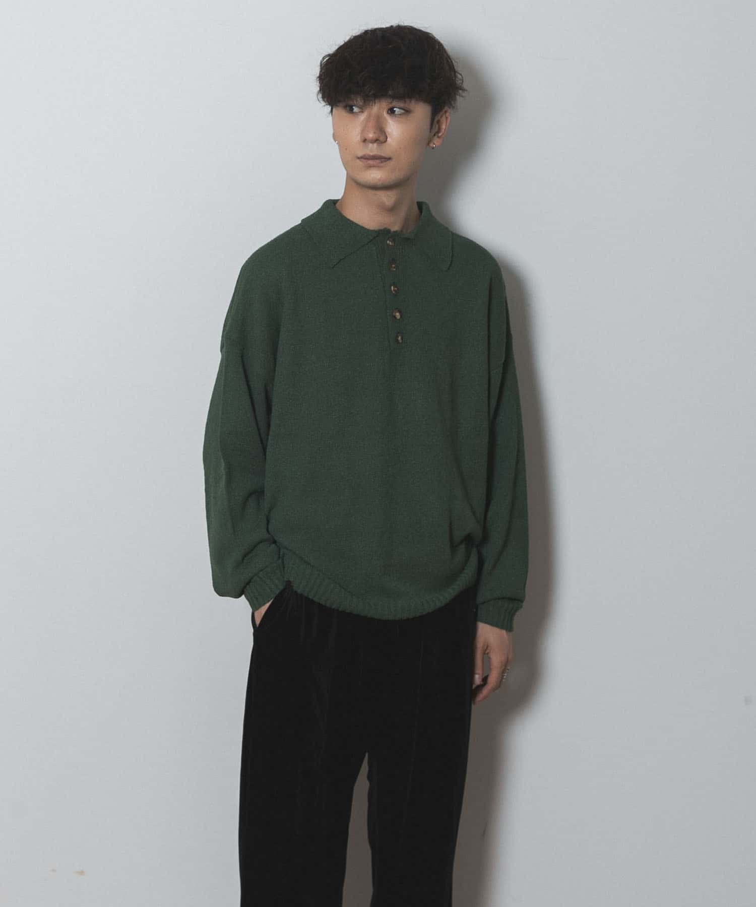 Couleur Meler sakasa　button pile yarn knit