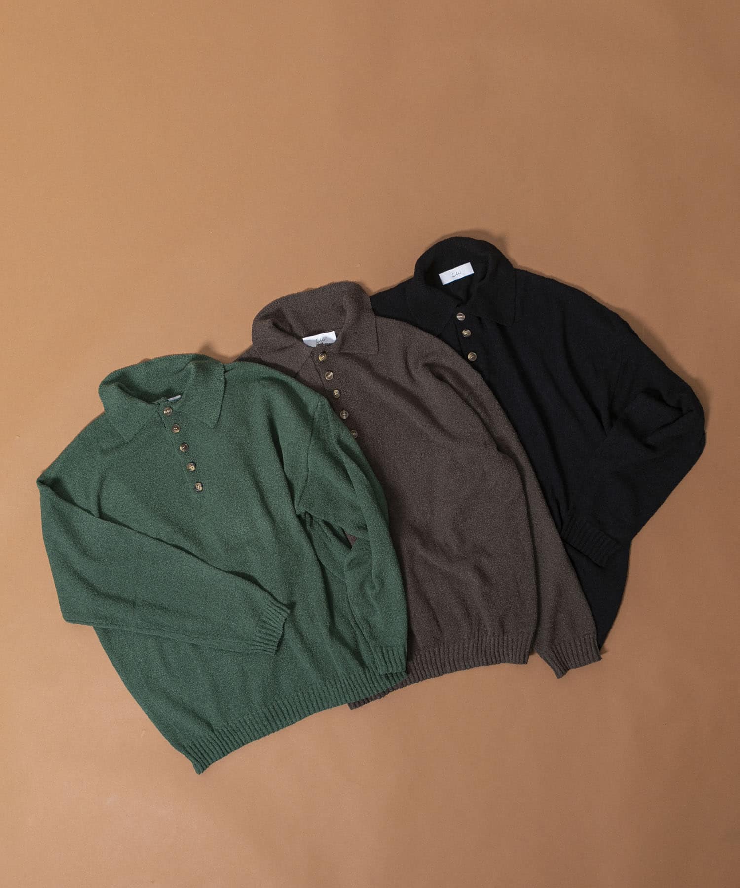 Couleur Meler sakasa　button pile yarn knit GREEN M