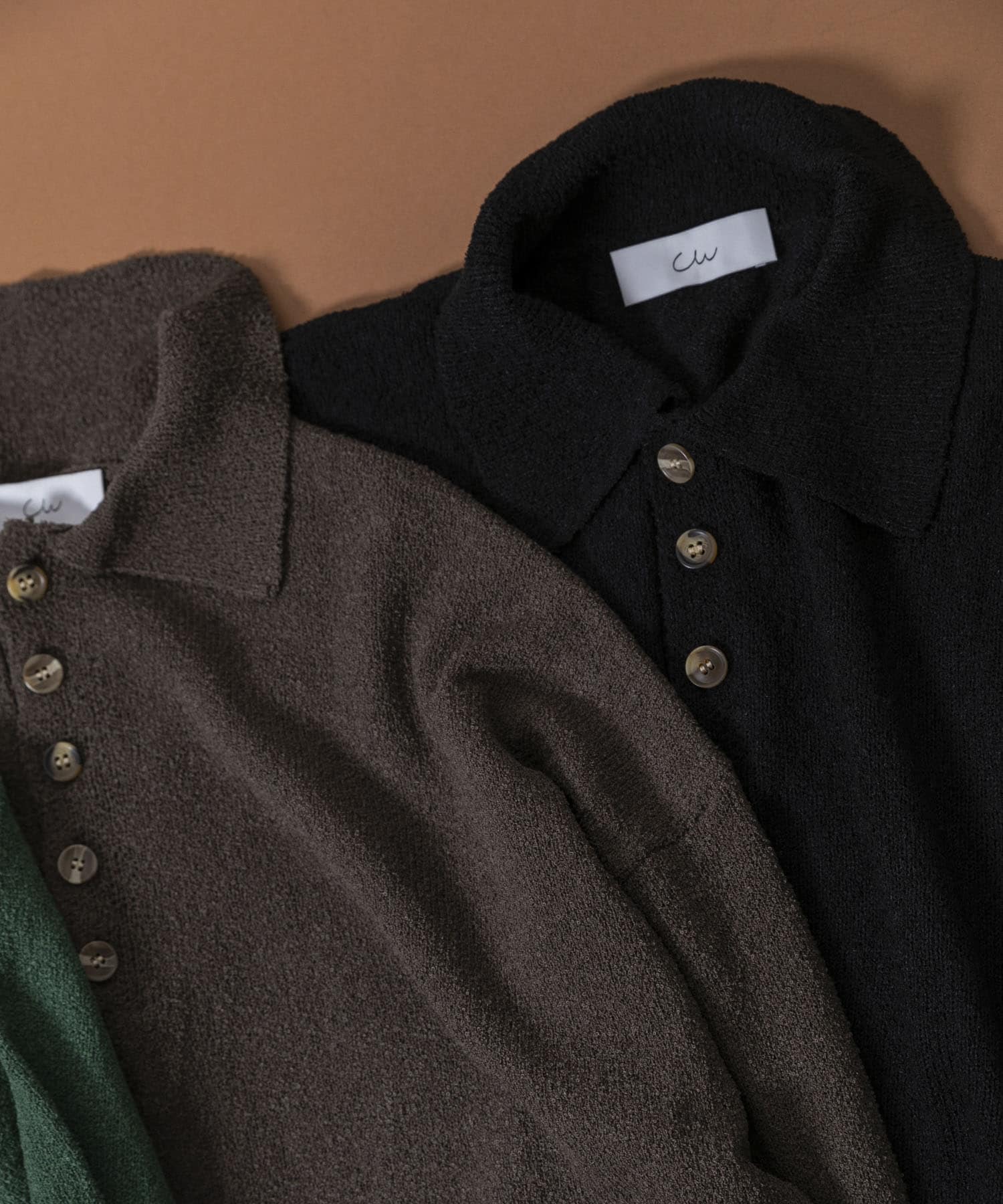 Couleur Meler sakasa　button pile yarn knit GREEN M