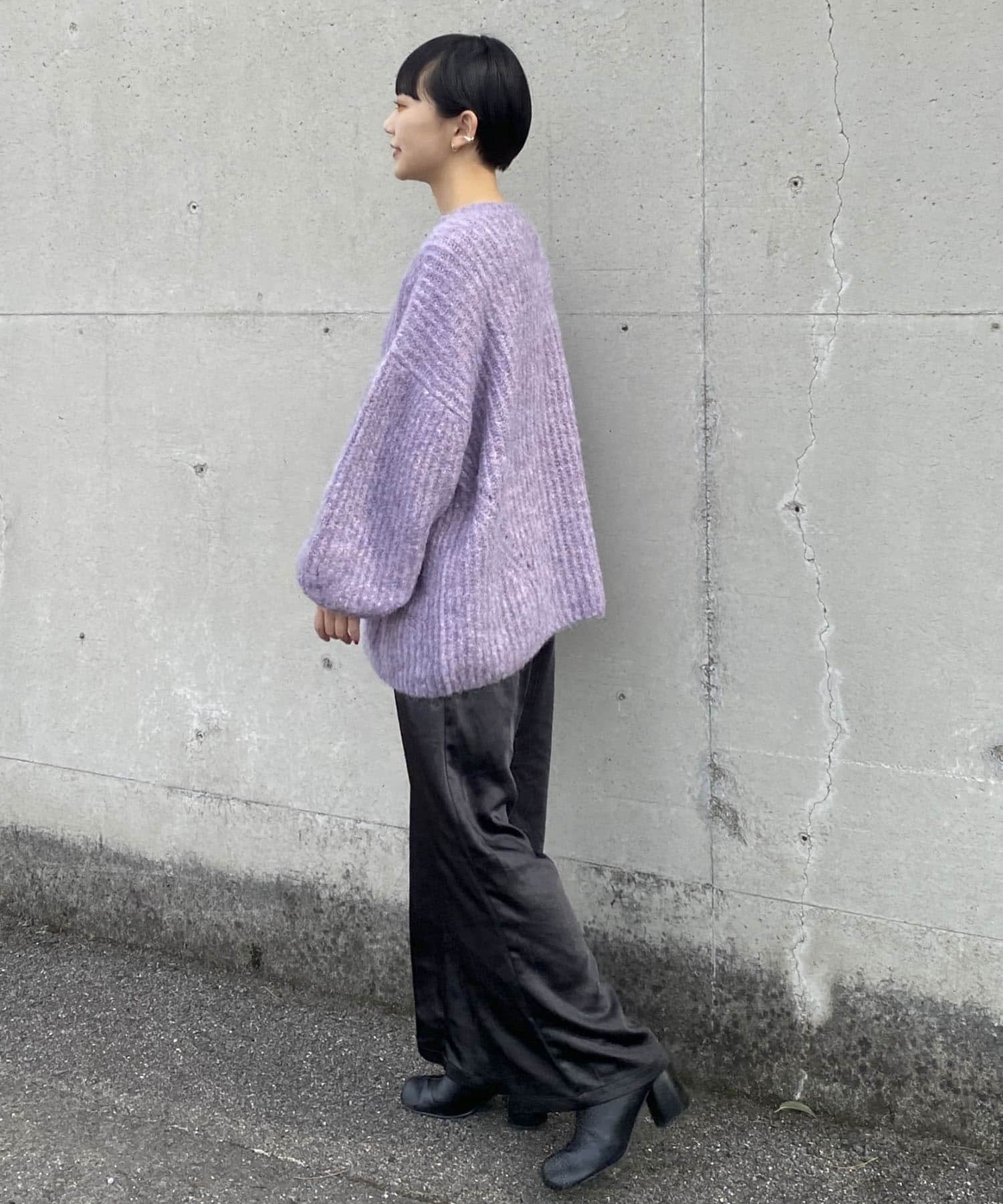 Couleur Meler オクユウカ　サテンイージーストレートパンツ BLACK FREE