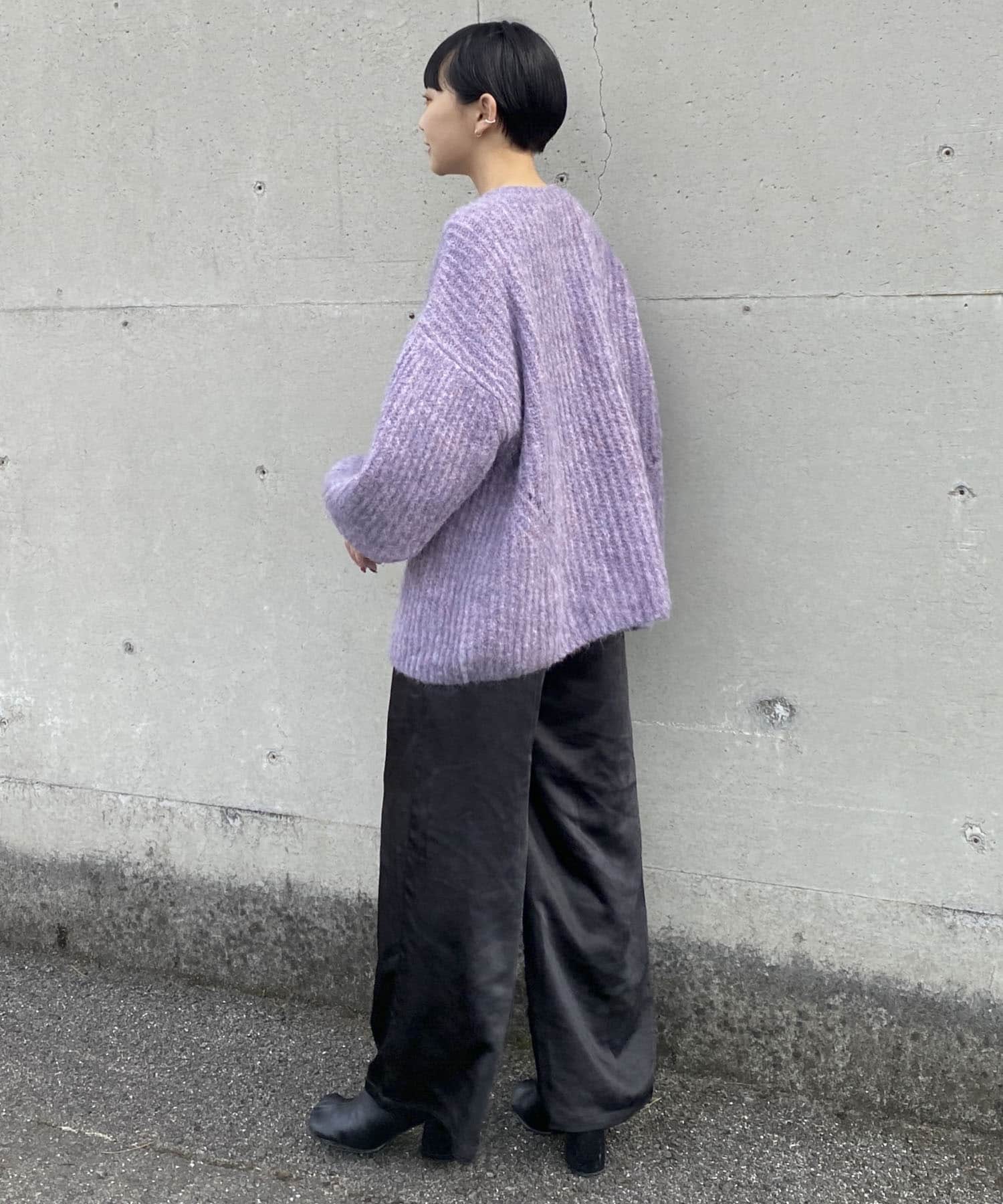 Couleur Meler オクユウカ　サテンイージーストレートパンツ BLACK FREE