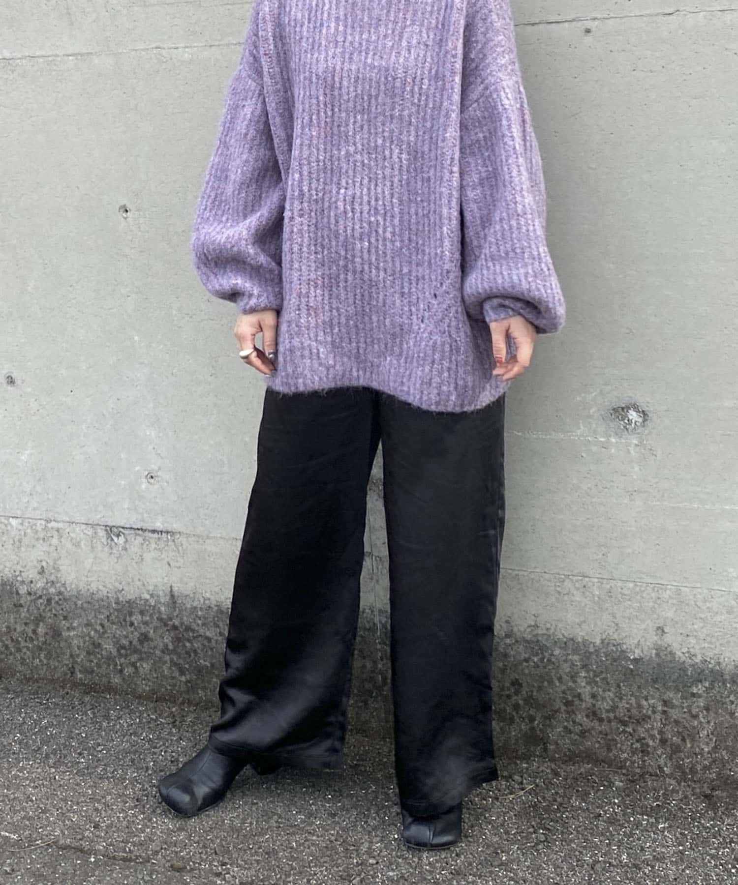 Couleur Meler オクユウカ　サテンイージーストレートパンツ BLACK FREE