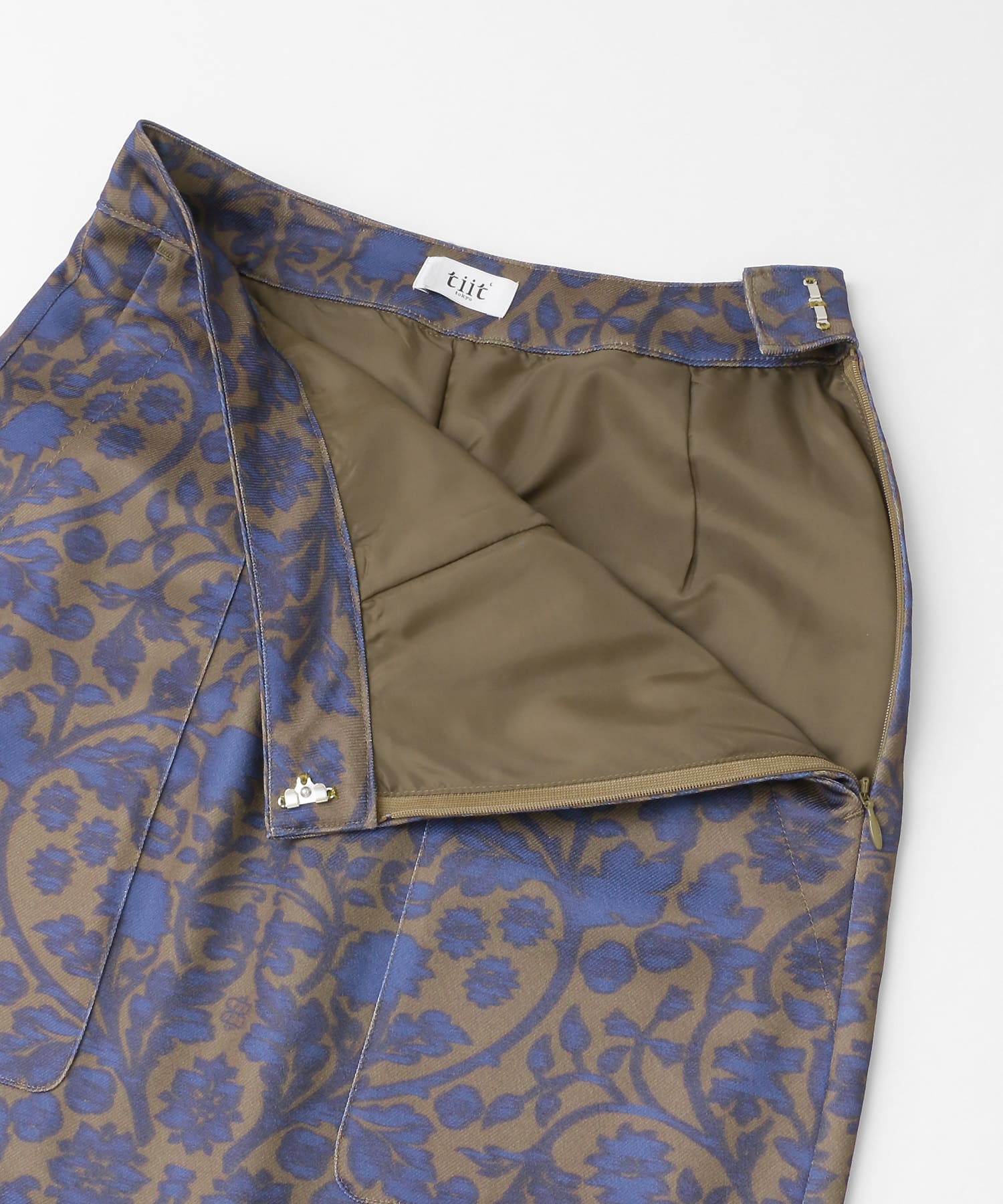 tiit tokyo　print scrath skirt brown×blu 36
