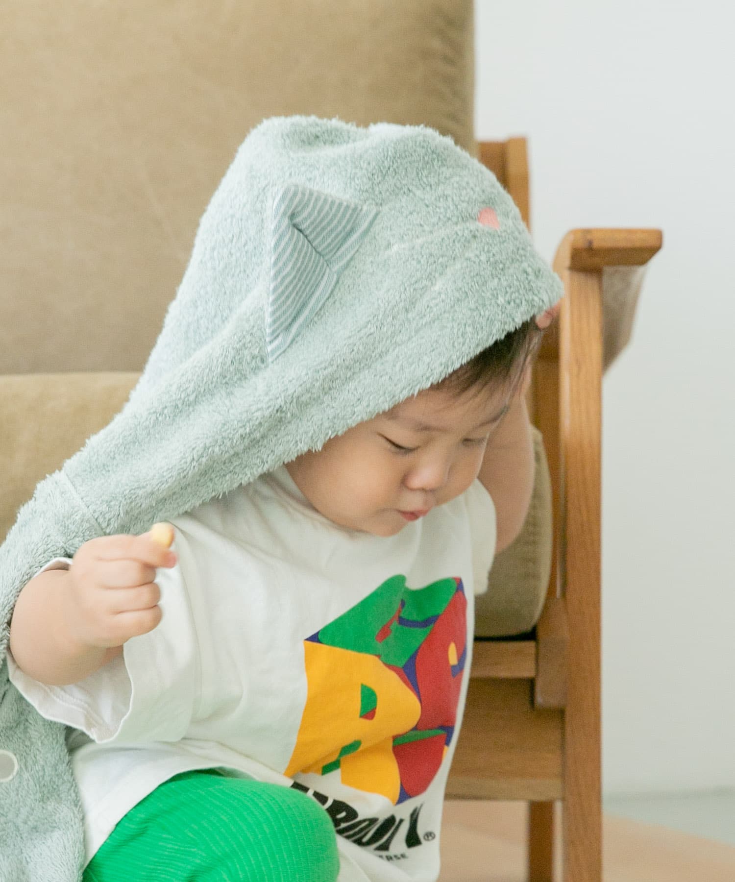 『WEB限定』kontex　ねこさん フード付バスタオル ミント -