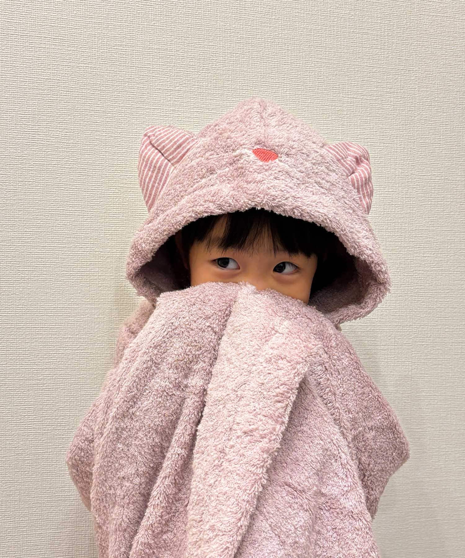 『WEB限定』kontex　ねこさん フード付バスタオル ピンク -