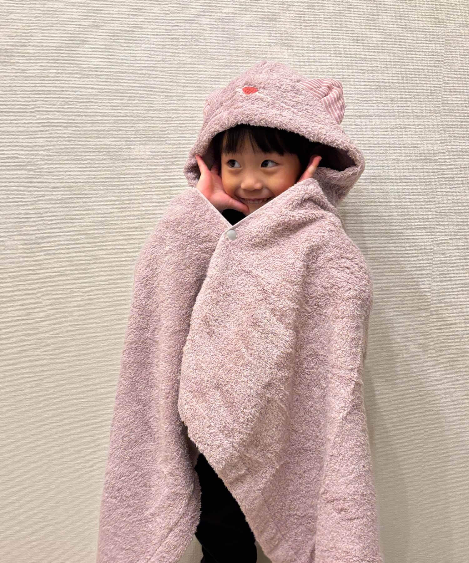 『WEB限定』kontex　ねこさん フード付バスタオル ピンク -