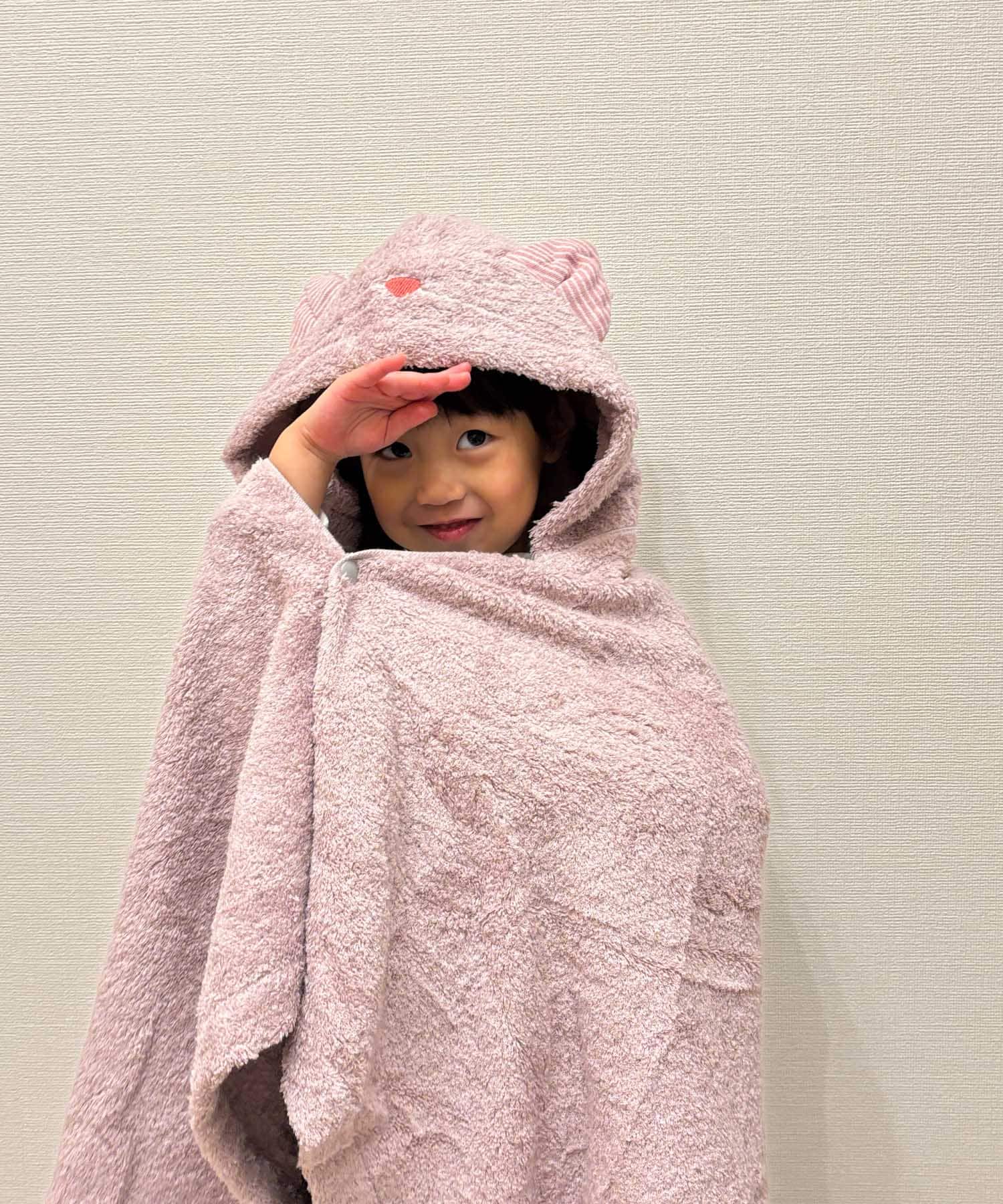 『WEB限定』kontex　ねこさん フード付バスタオル ピンク -