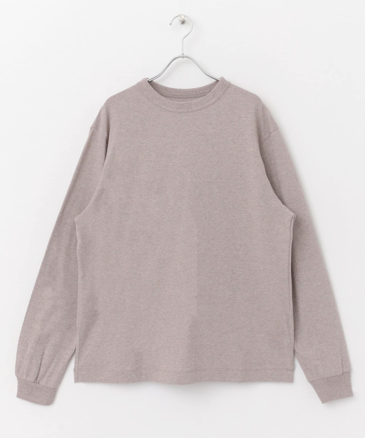 『ユニセックス』『6サイズ展開』commpost　リサイクルコットンロングスリーブTシャツ PINK BEIGE 1