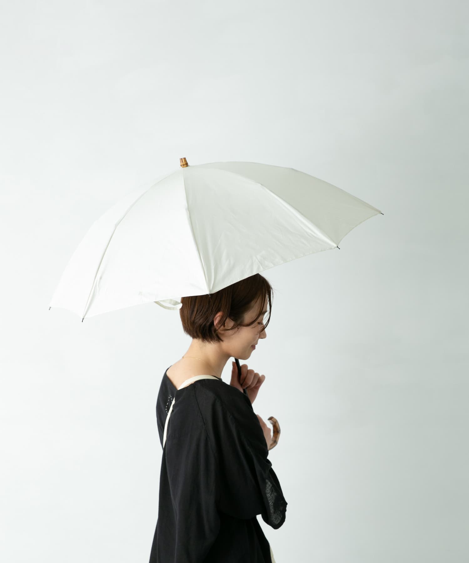 『WEB限定』CINQ　晴雨兼用折りたたみ傘 アイボリー -