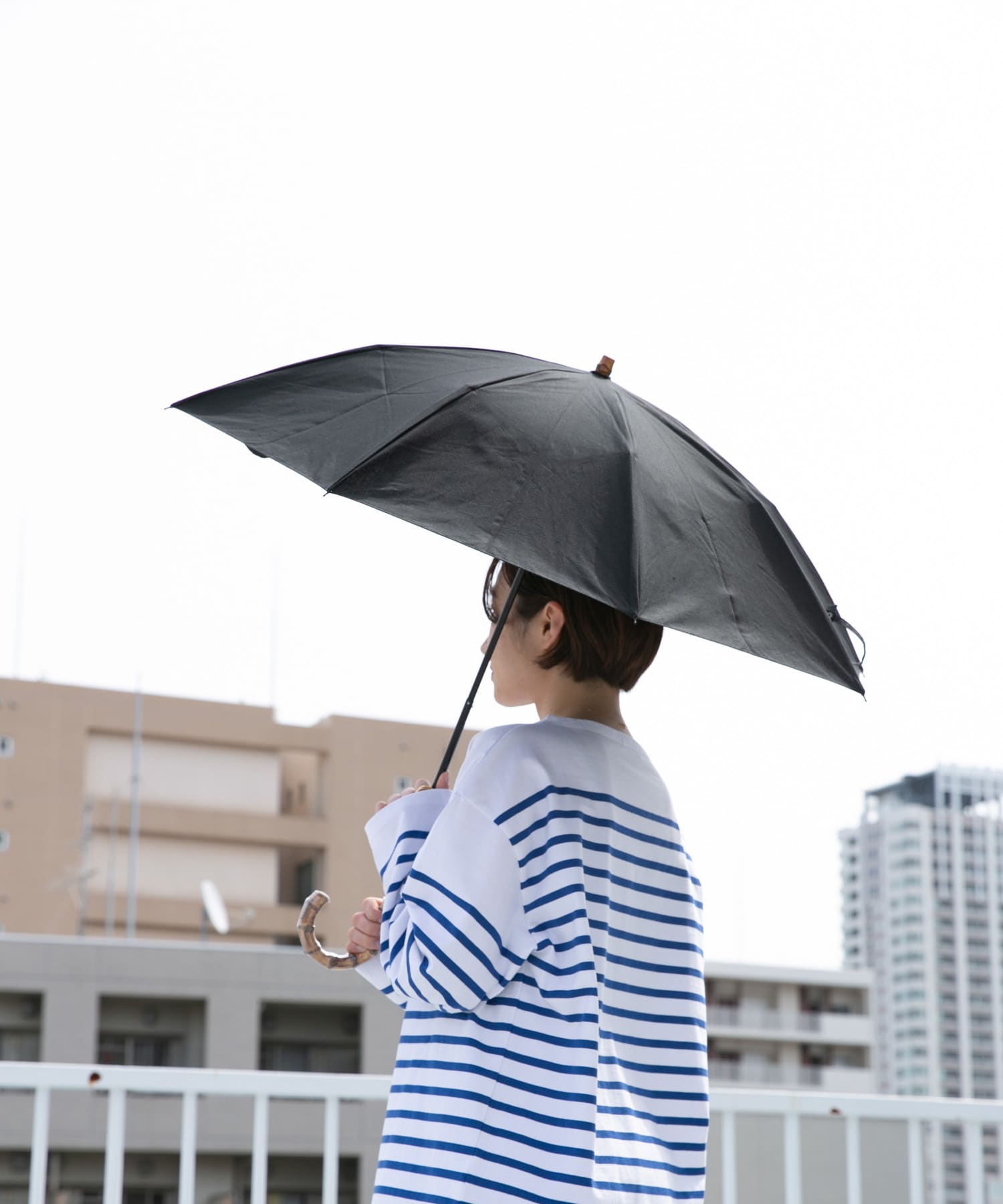 『WEB限定』CINQ　晴雨兼用折りたたみ傘 ブラック -