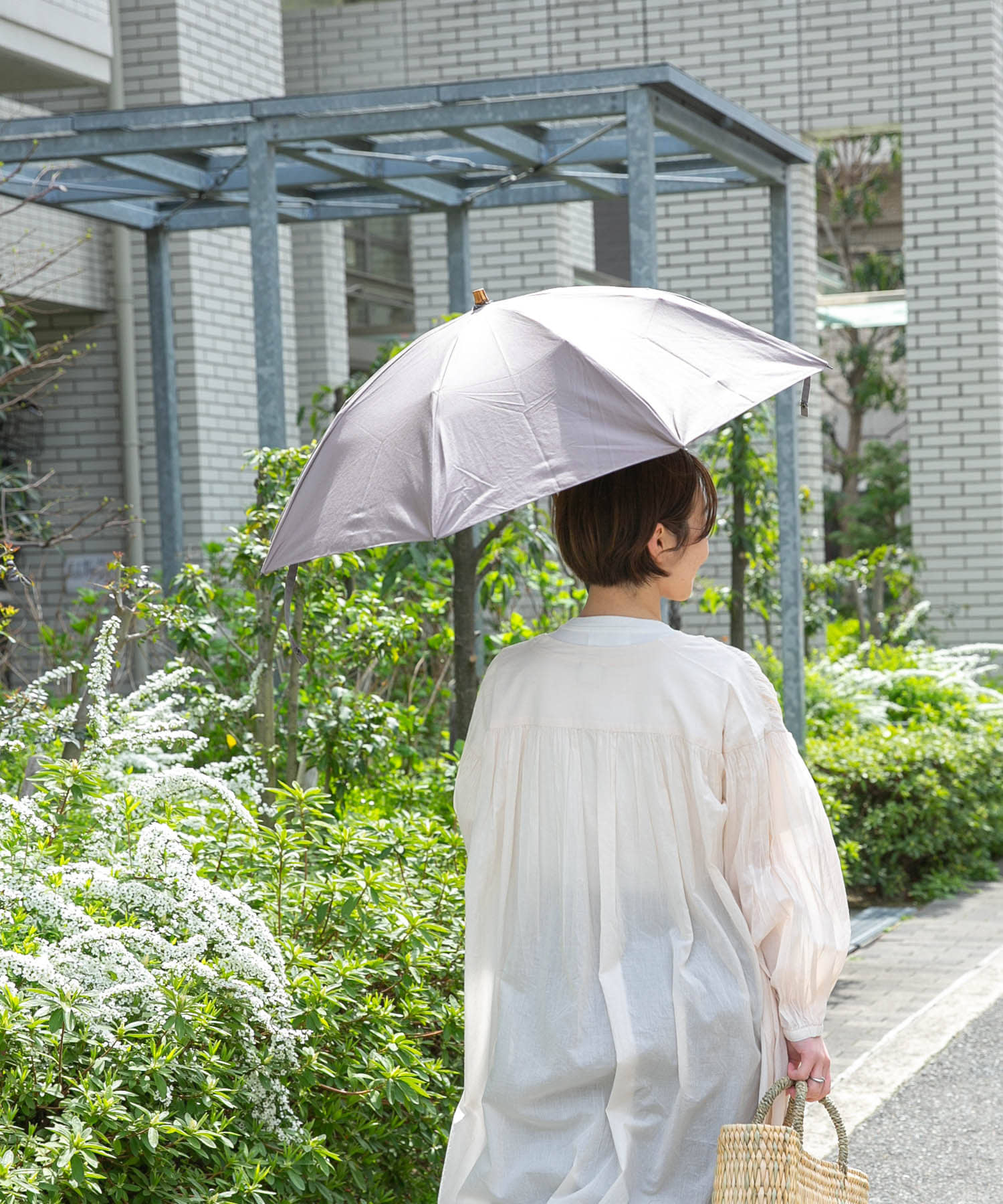 『WEB限定』CINQ　晴雨兼用折りたたみ傘 グレー -