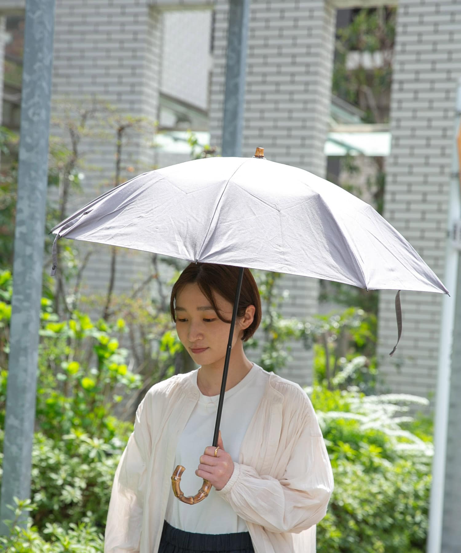 『WEB限定』CINQ　晴雨兼用折りたたみ傘 グレー -
