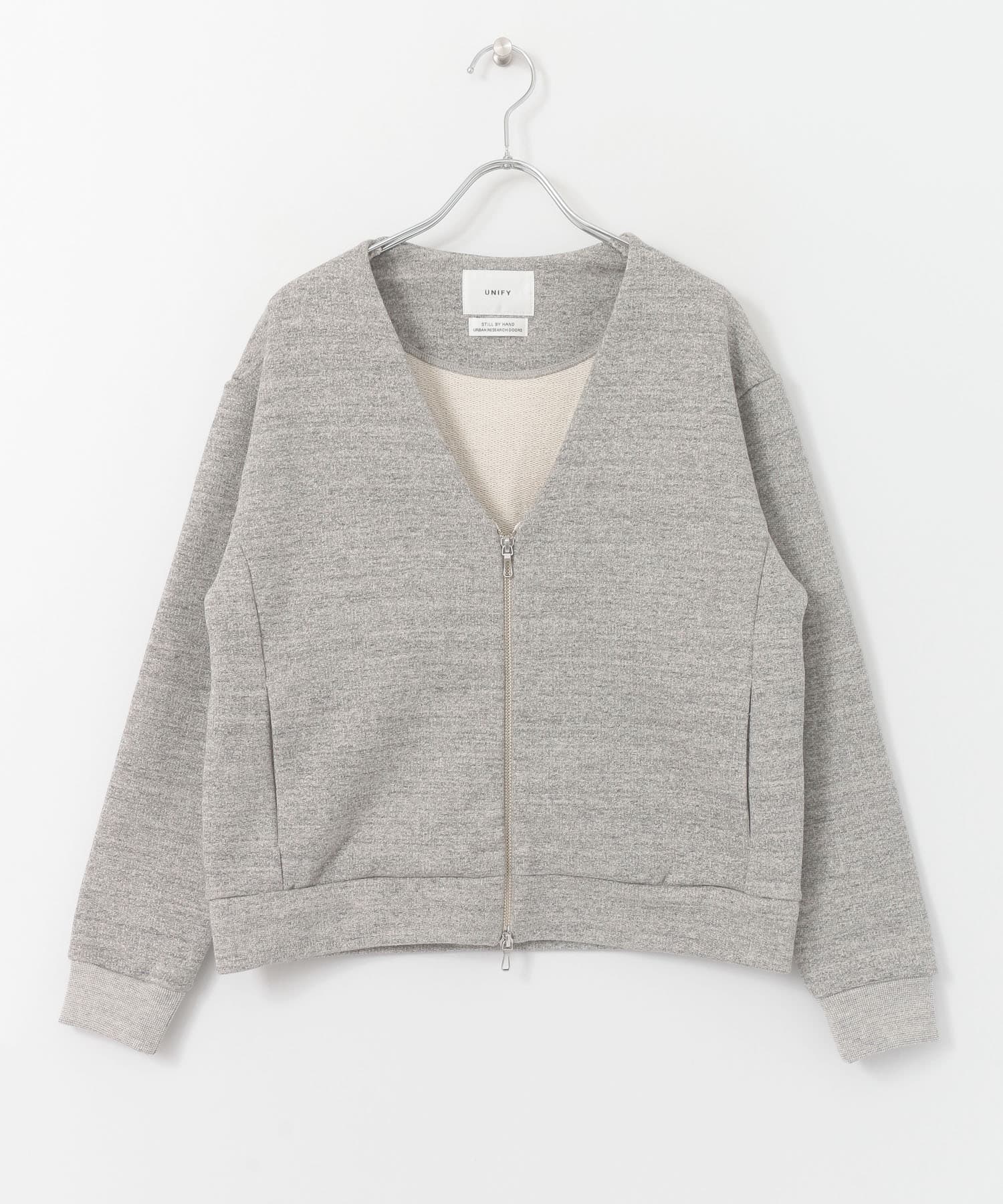 UNIFY　V neck Sweat zip Cardigan∴ GREY one