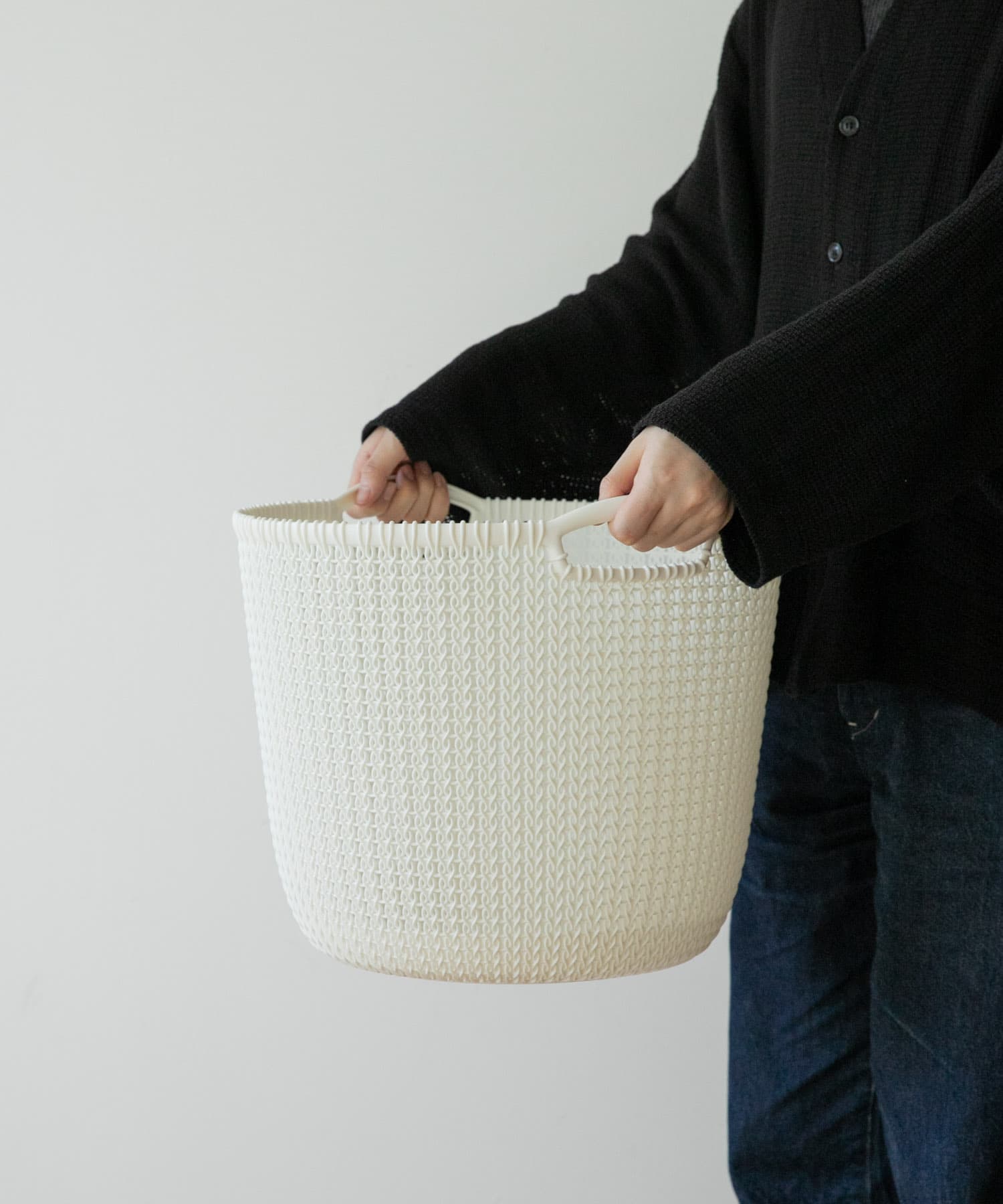 『WEB限定』CURVER　ラウンドバスケット 30L ホワイト -
