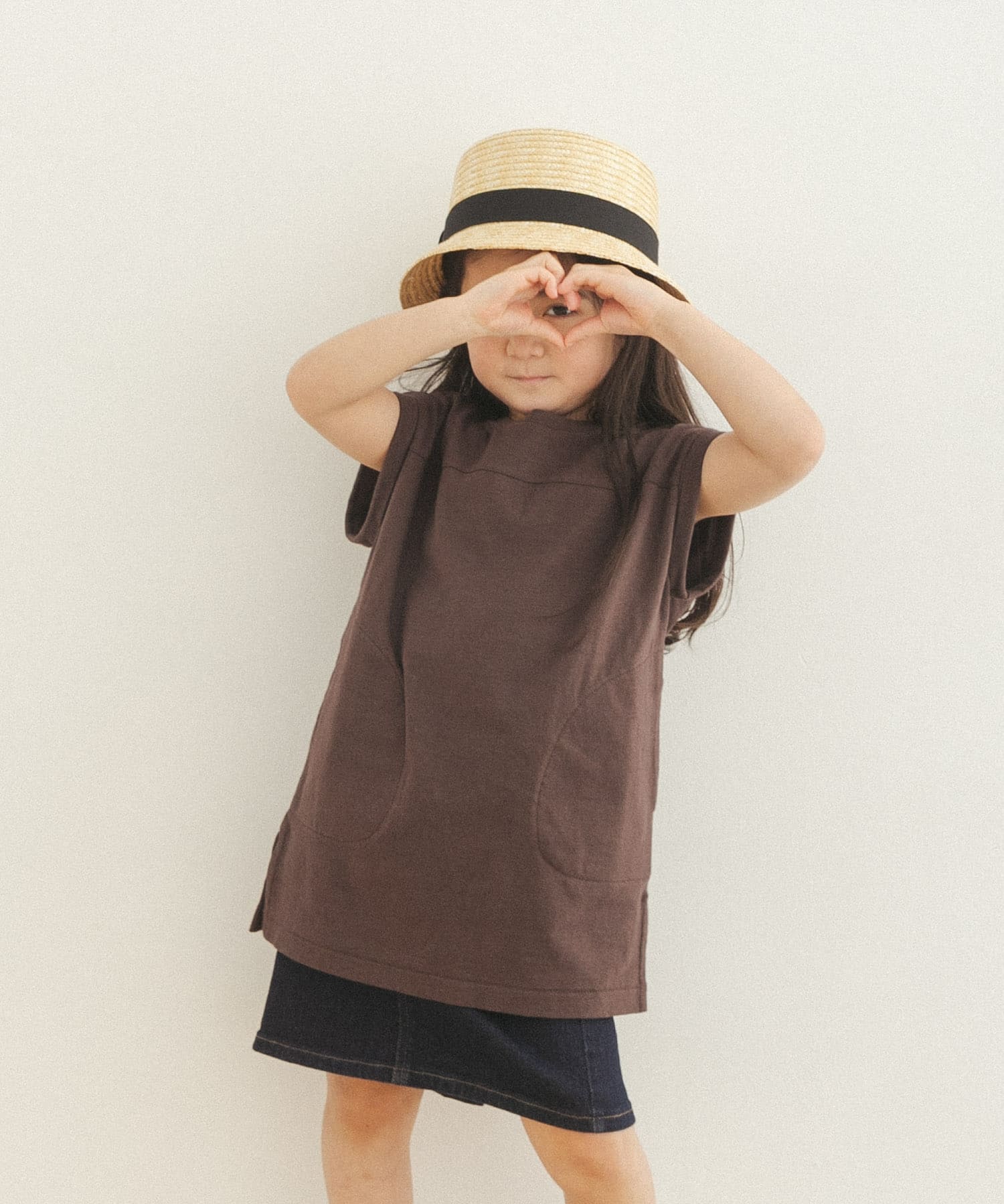 FORK&SPOON　リサイクルヤーン天竺チュニック(KIDS) BROWN 105
