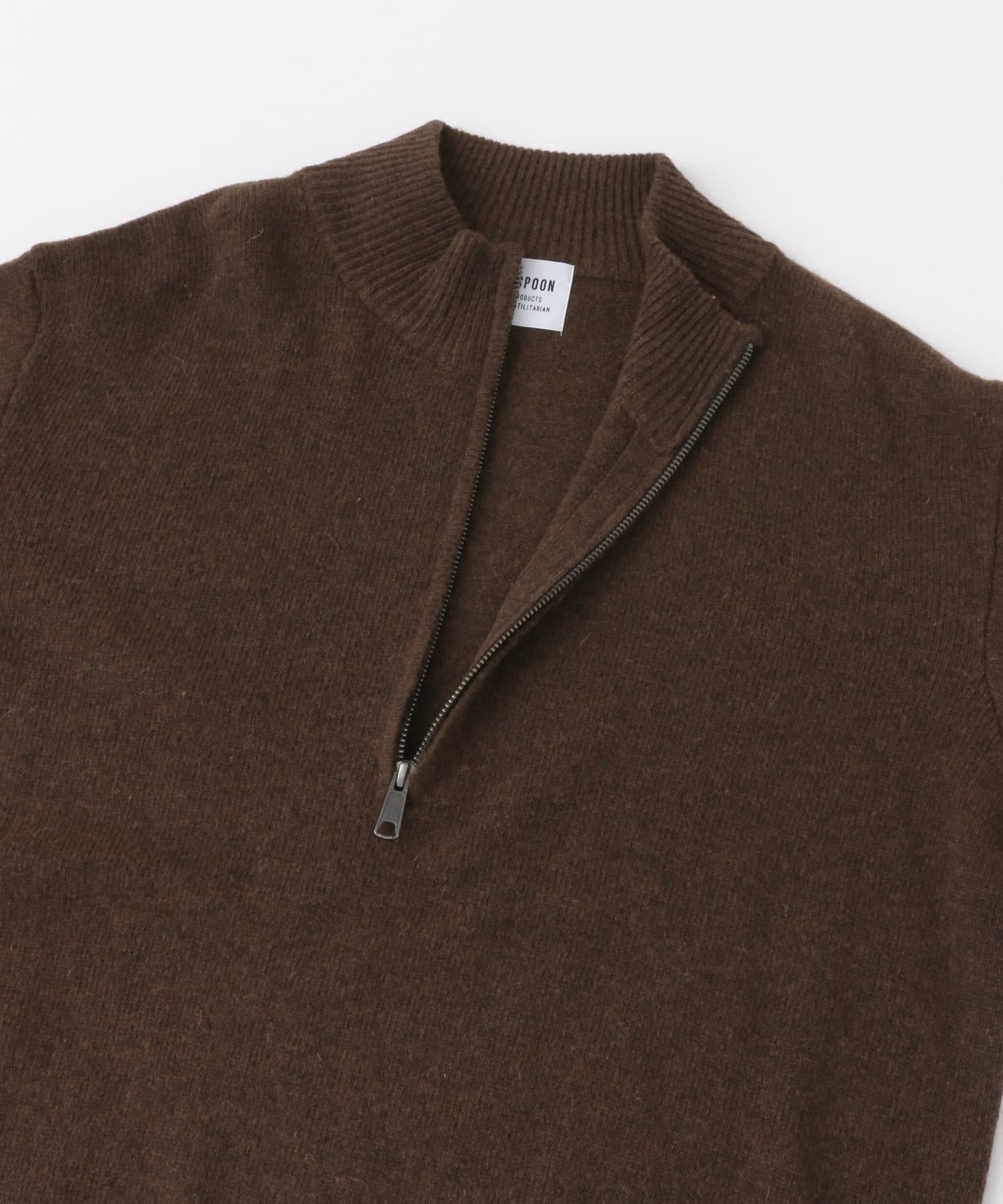FORK&SPOON　ハーフジップニット TOP BROWN 4