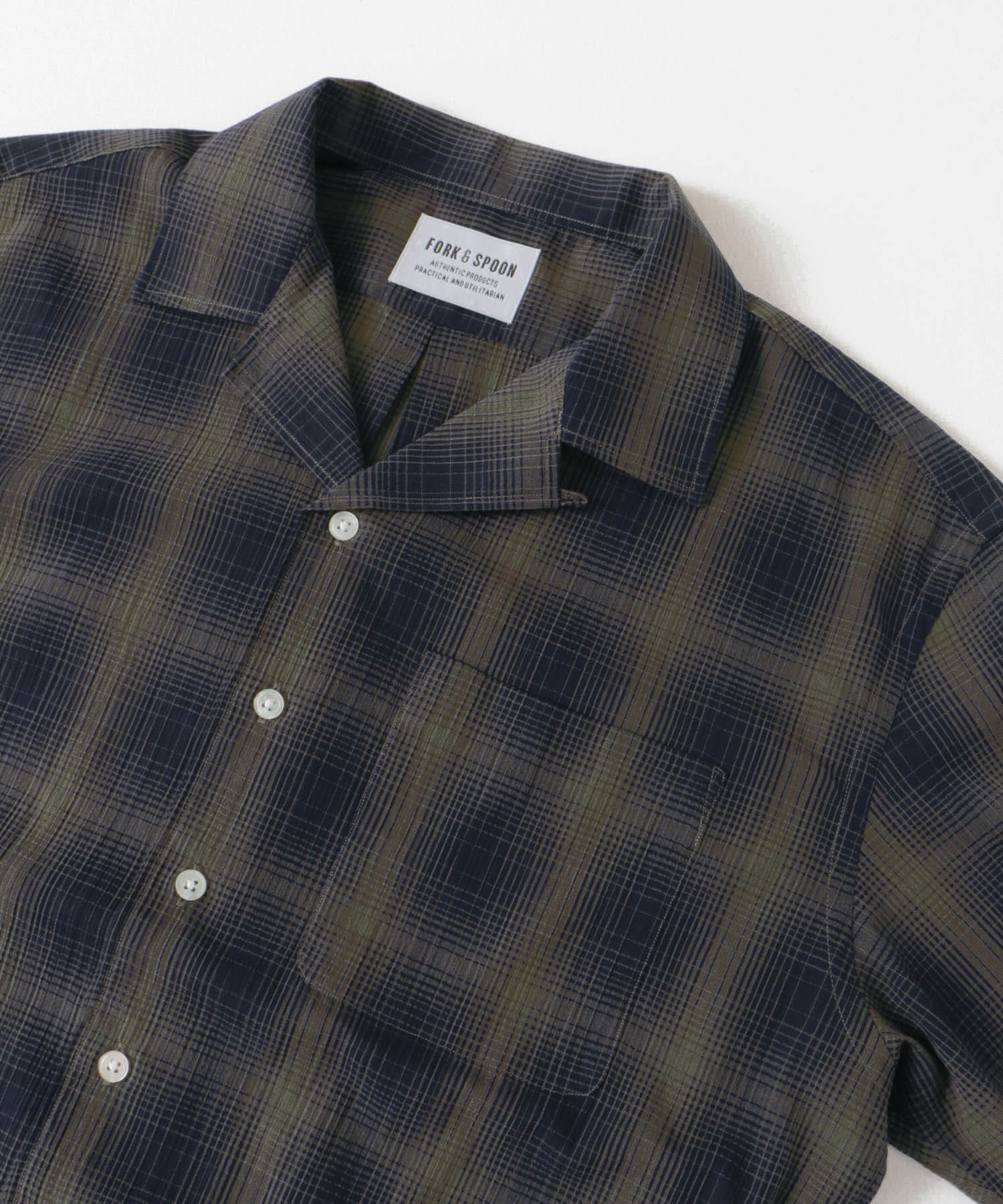 FORK&SPOON　TRオンブレーチェックショートスリーブシャツ BRN×BLK 4