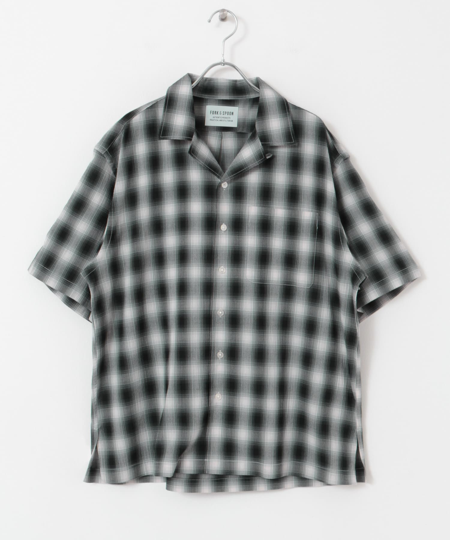 FORK&SPOON　TRオンブレーチェックショートスリーブシャツ IVO×GRY 4