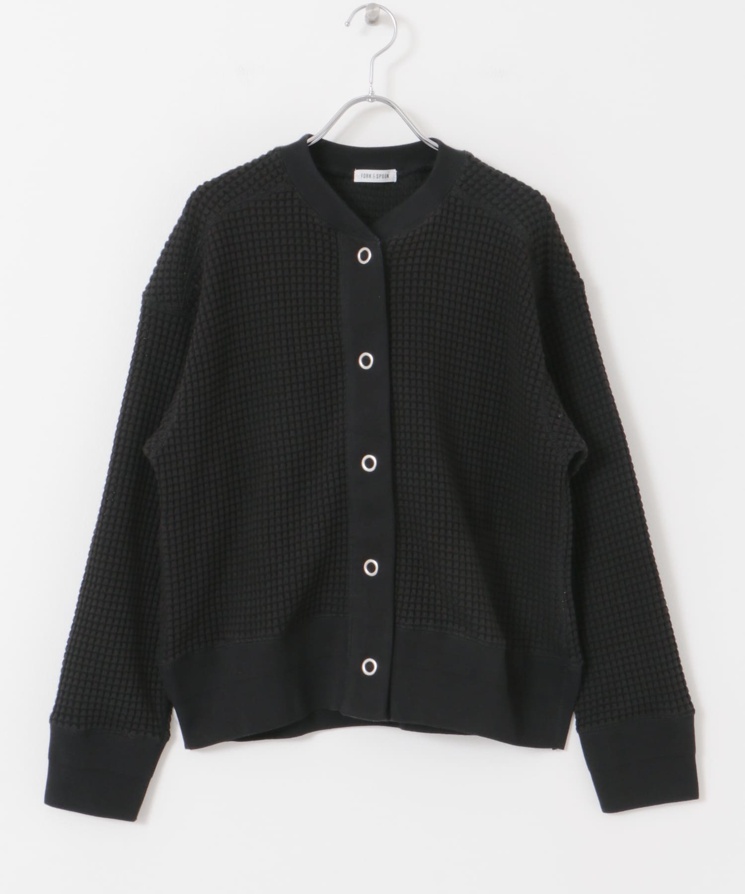 FORK&SPOON　ワッフルカーディガン BLACK 1