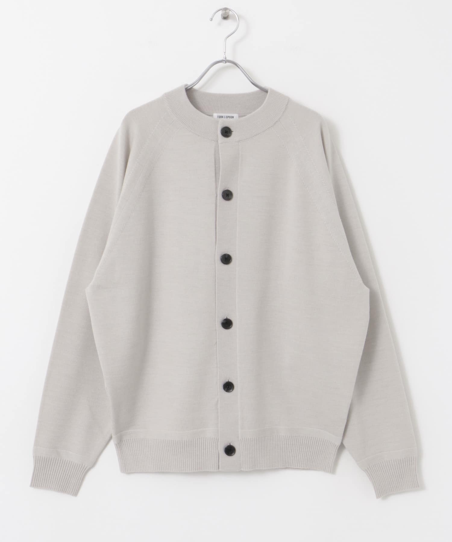 FORK&SPOON　ウーステッドヤーンクルーネックカーディガン LIGHTGRAY 4