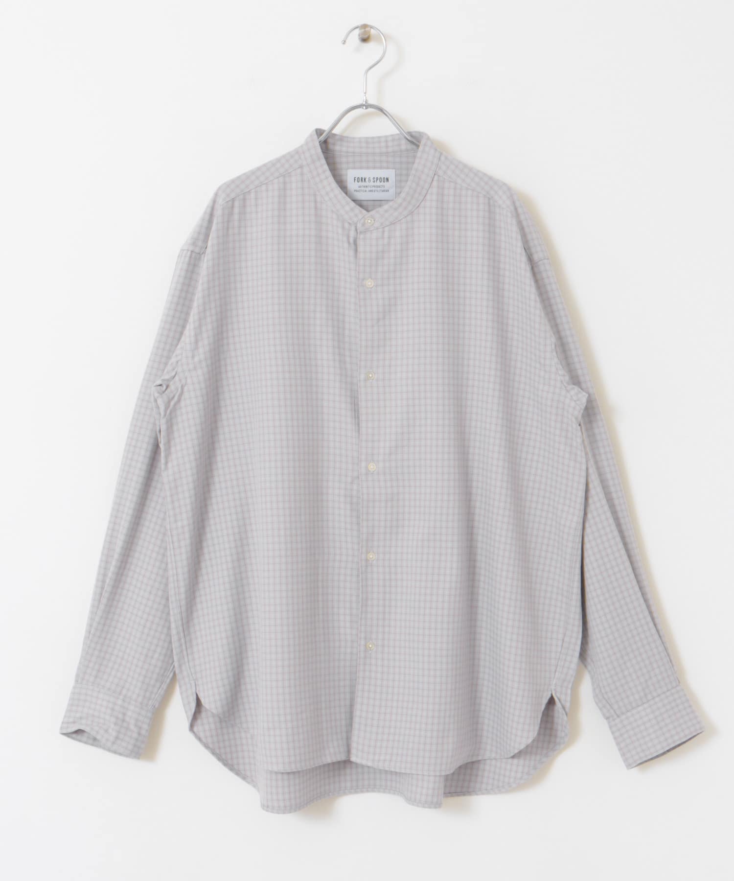 FORK&SPOON　TRWバンドカラーシャツ GRAY CHK 4