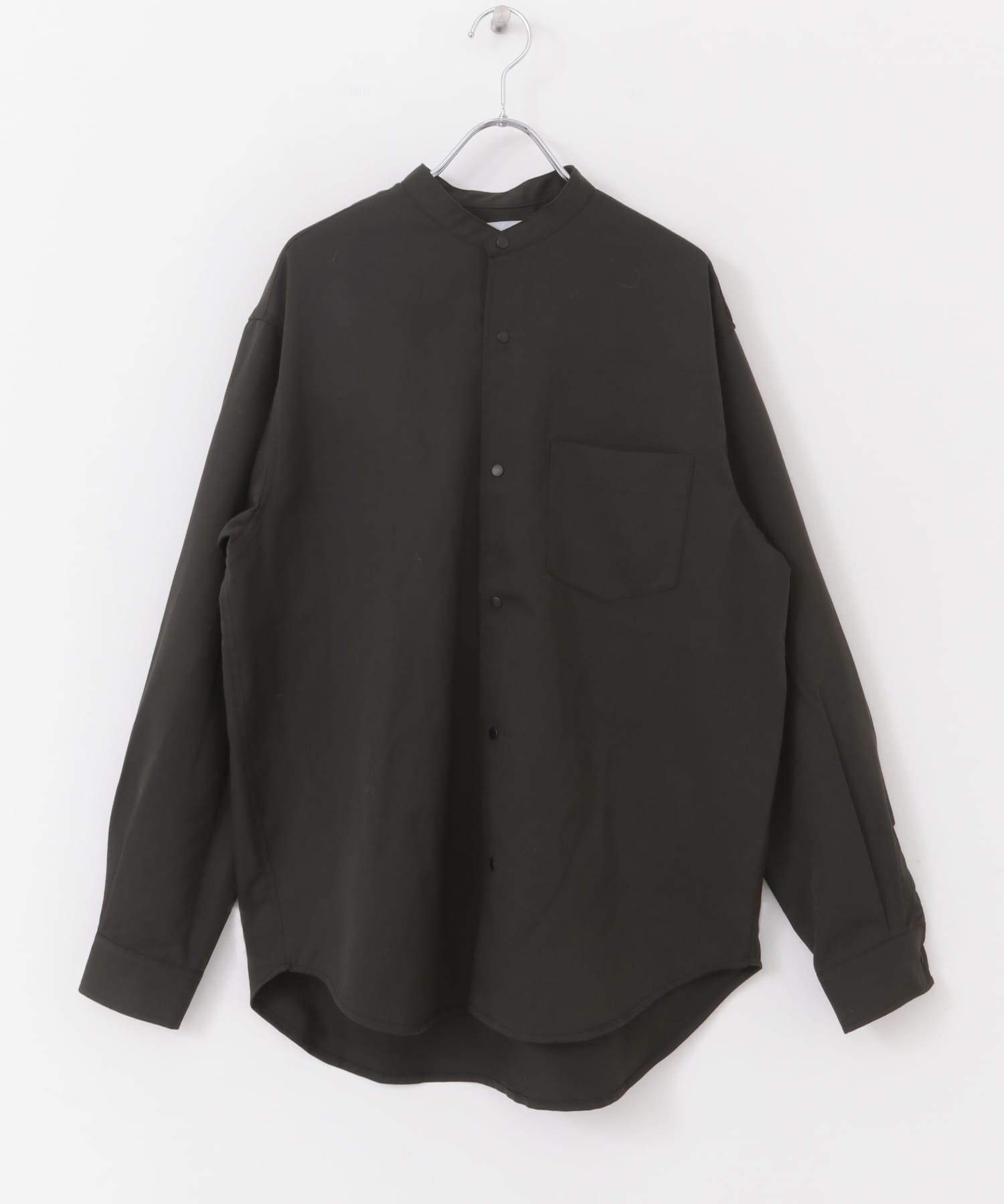 FORK&SPOON　ウールライクバンドカラーシャツ D.BROWN 4