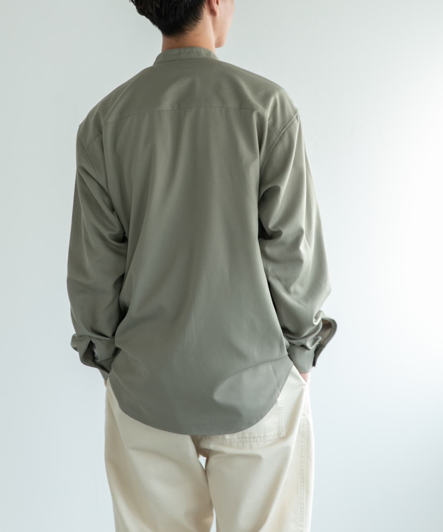 FORK&SPOON ウールライクバンドカラーシャツ(4 BEIGE): トップス