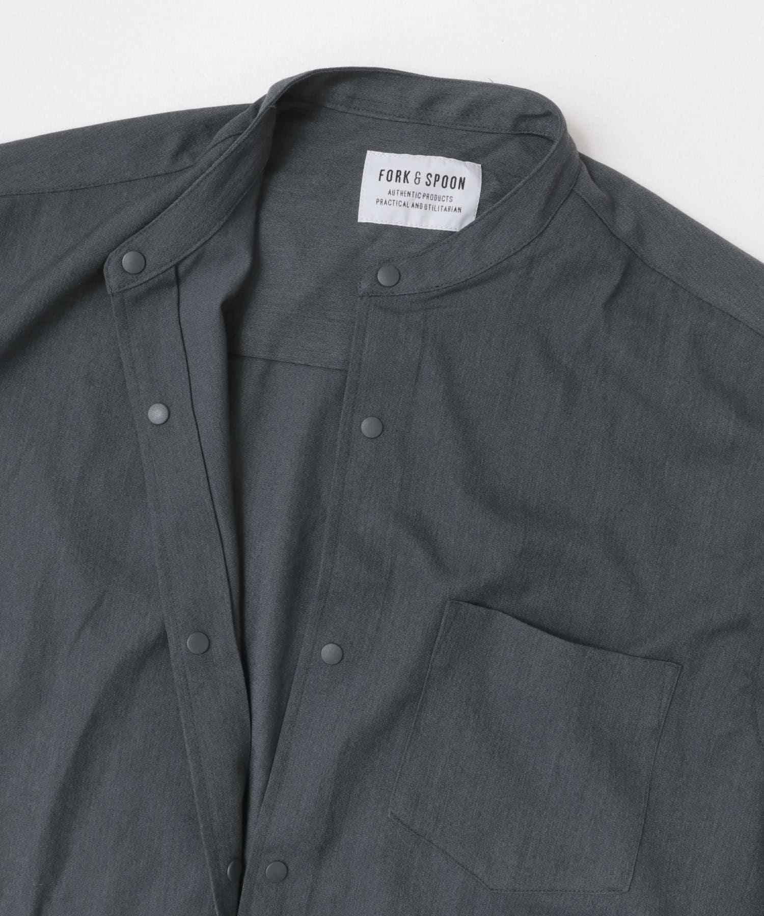 FORK&SPOON　ウールライクバンドカラーシャツ GRAY 4