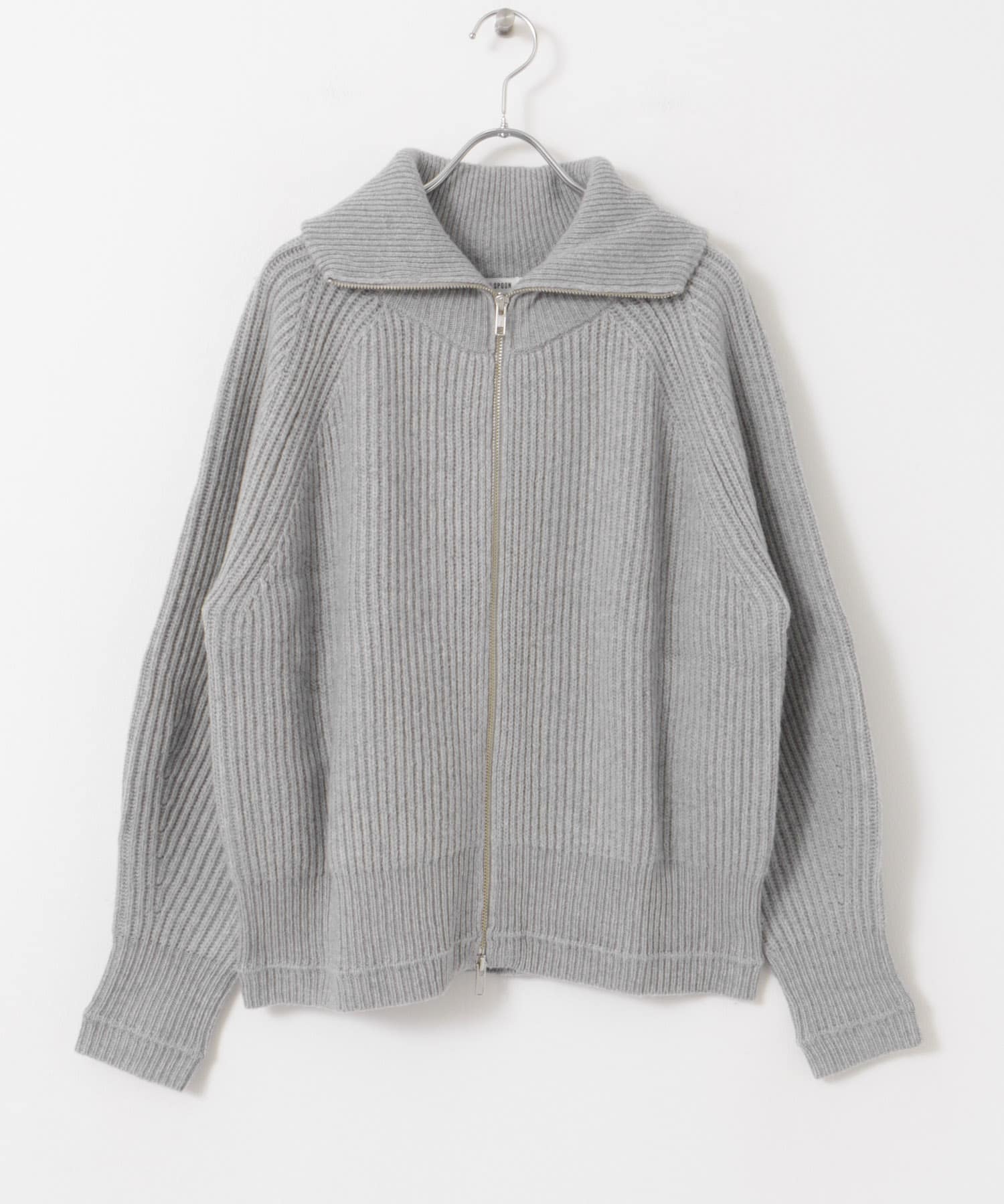 『WEB/一部店舗限定』FORK&SPOON　ウォッシャブルローゲージニットジップカーディガン TOPGRAY 1