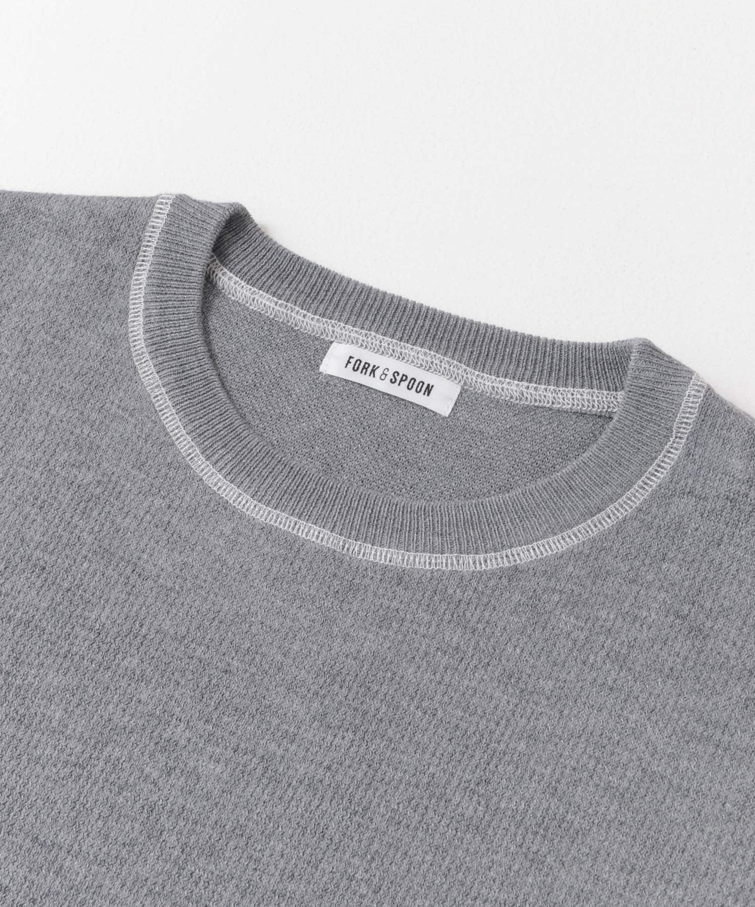 FORK&SPOON　バイカラーステッチニットプルオーバー TOPGRAY 1