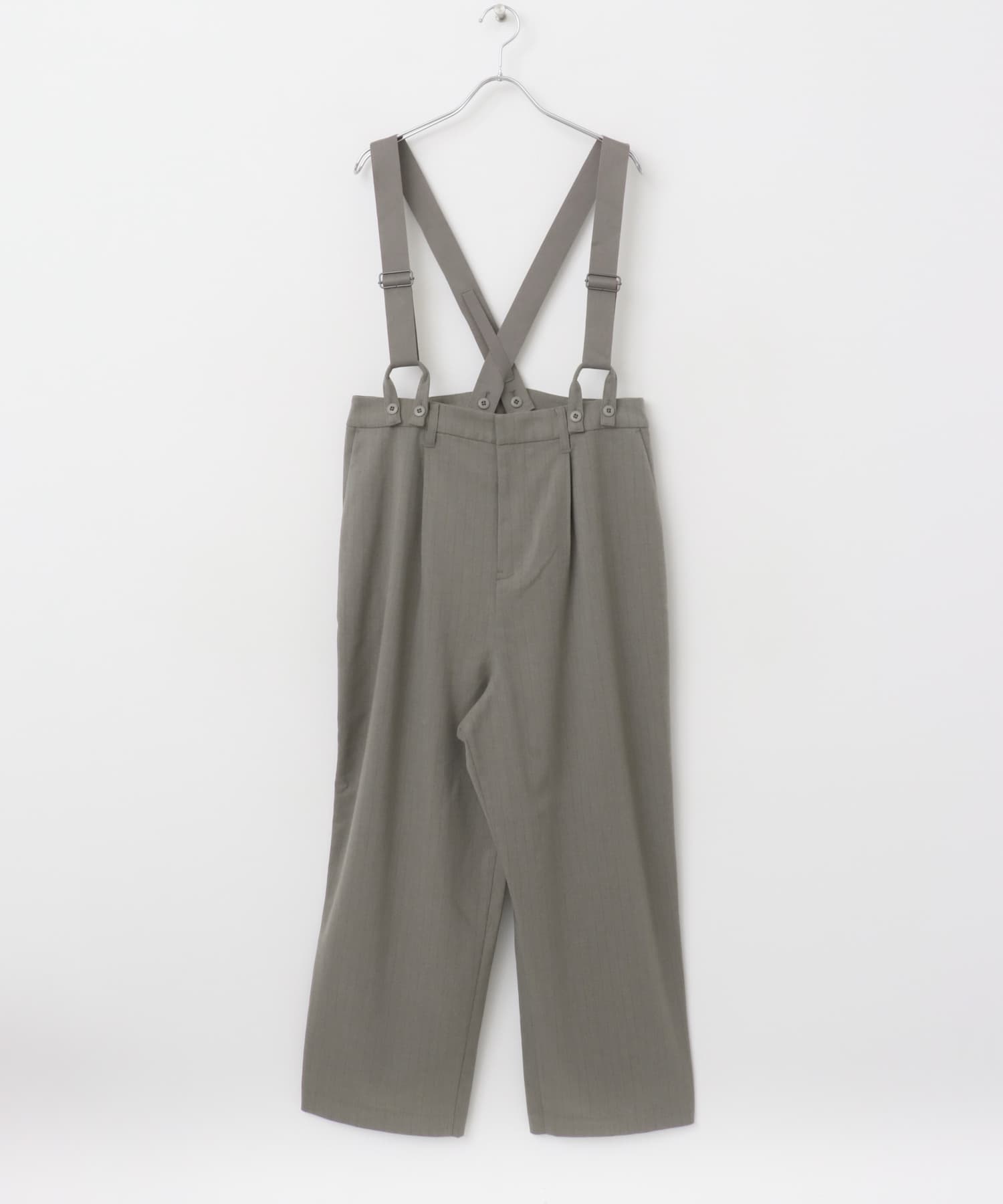 FORK&SPOON　ピンストライプサスペンダーパンツ GRAY BEIGE 2