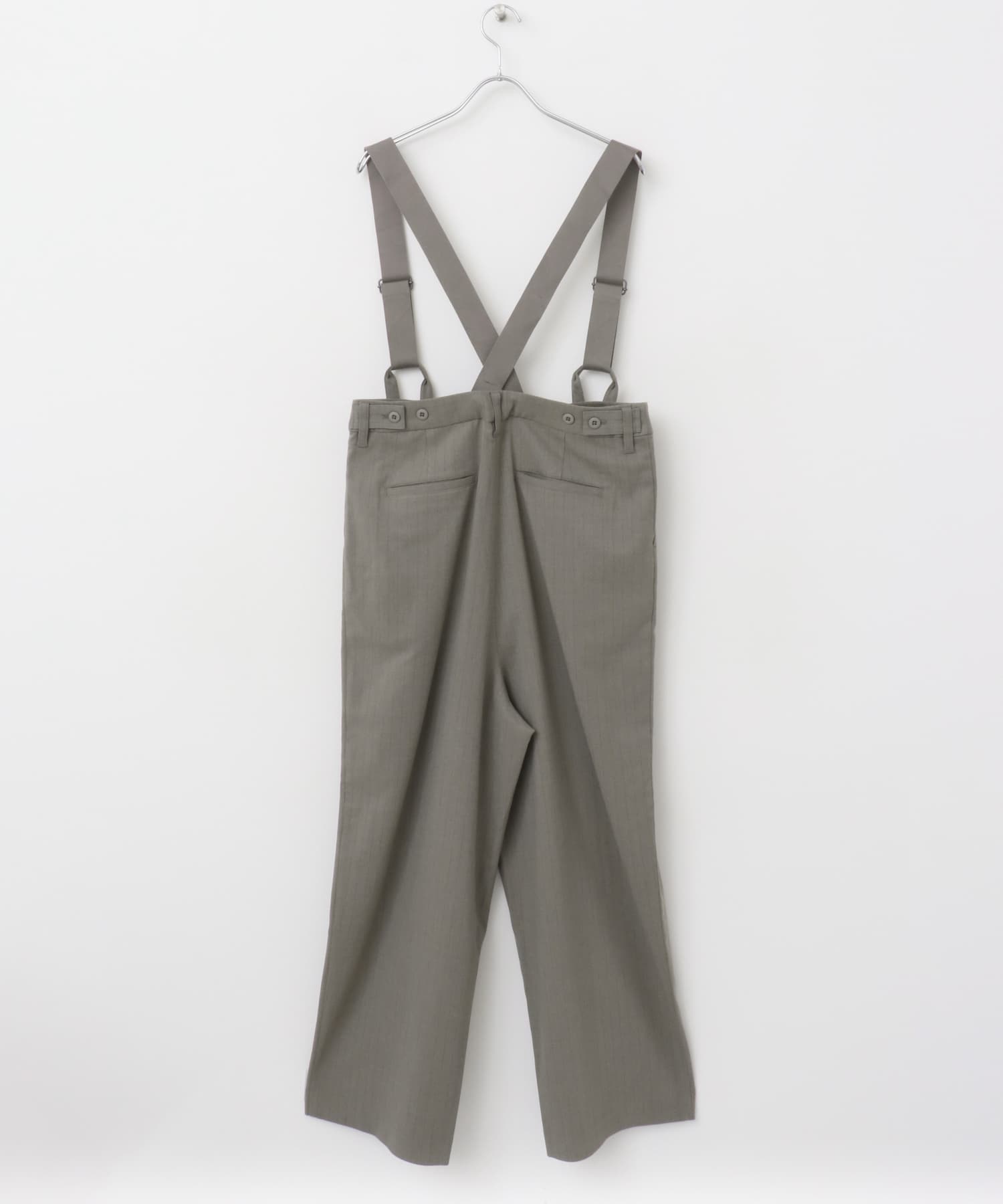 FORK&SPOON　ピンストライプサスペンダーパンツ GRAY BEIGE 1