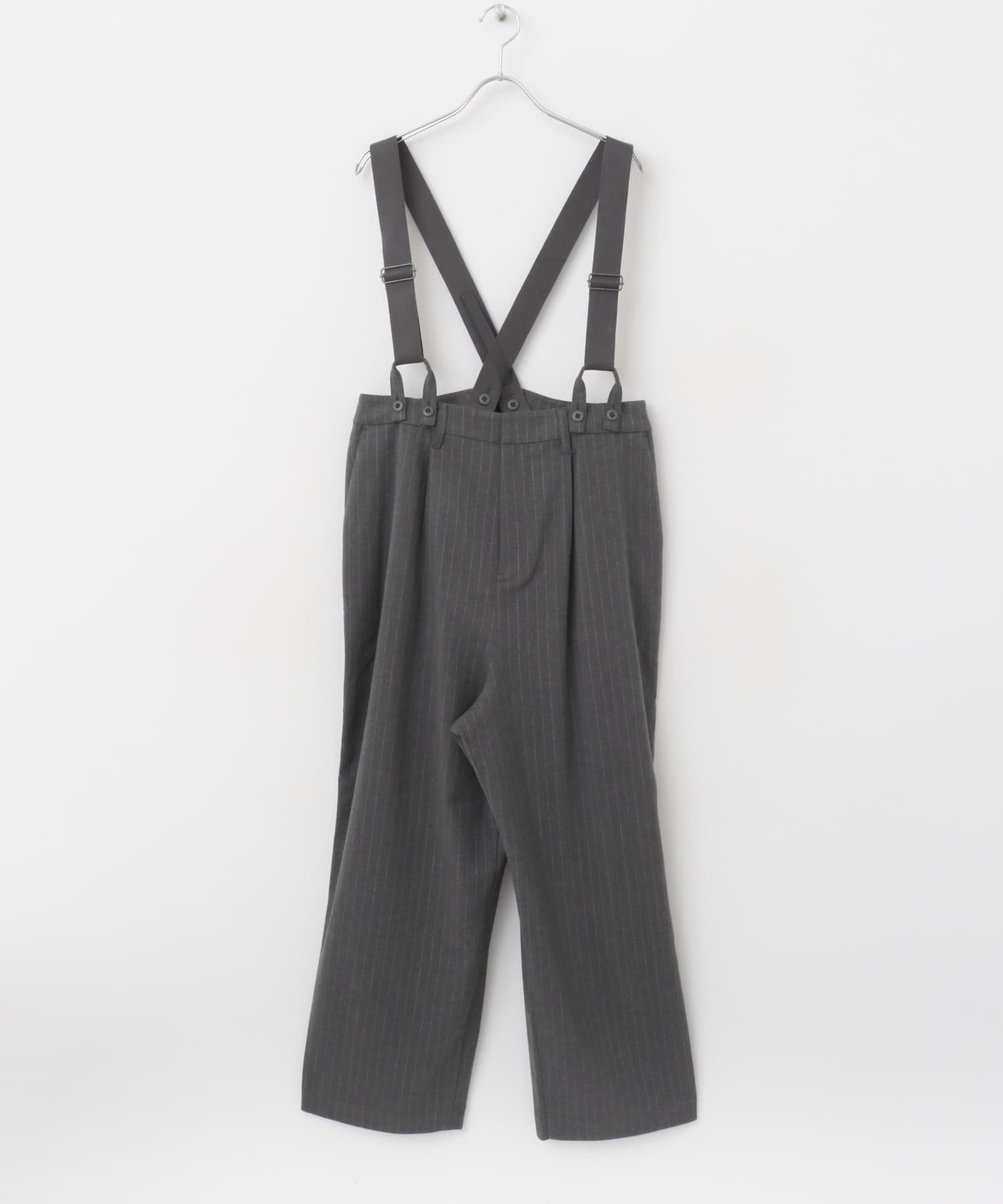 FORK&SPOON　ピンストライプサスペンダーパンツ GRAY 1
