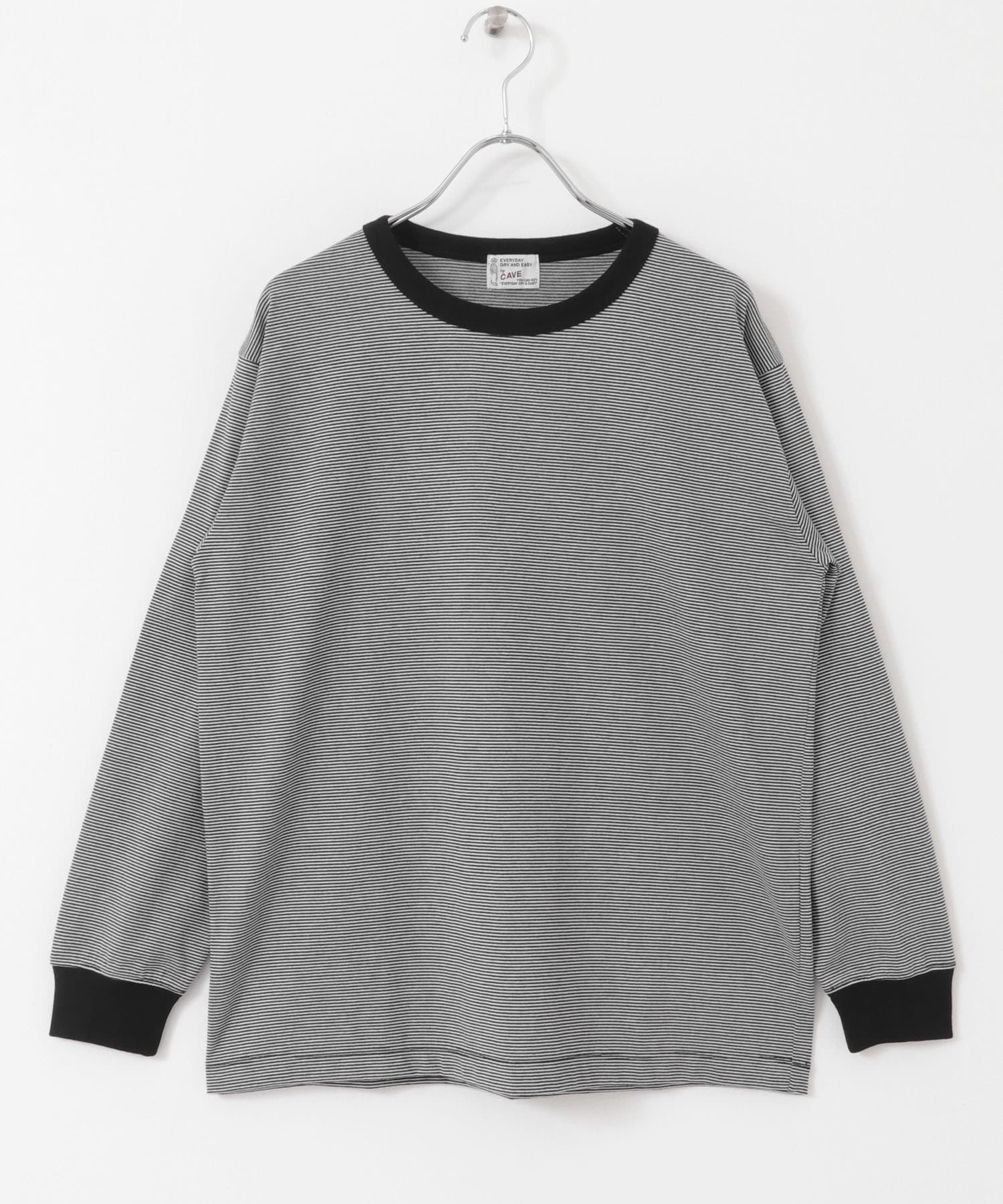FORK&SPOON　CAVEボーダーロングスリーブTシャツ BLKxOFF 1