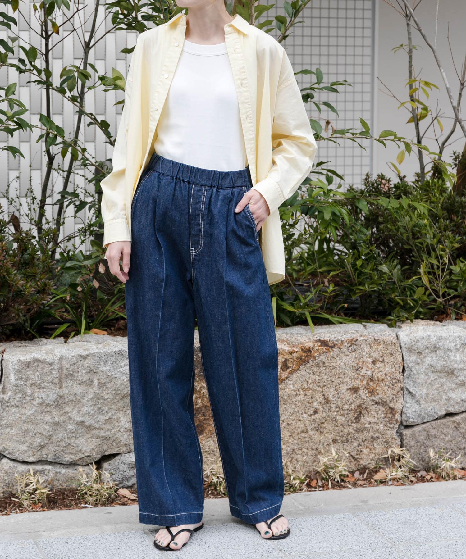 FORK&SPOON ガーメントダイロングスリーブシャツ(1 YELLOW): トップス