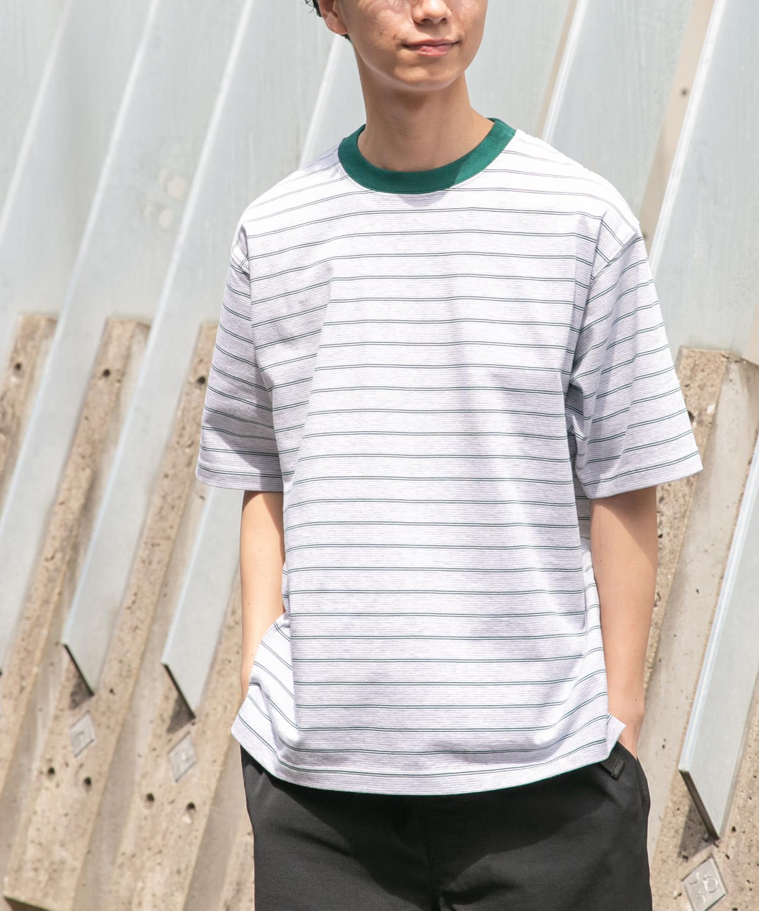 FORK&SPOON　カラーボーダーショートスリーブTシャツ