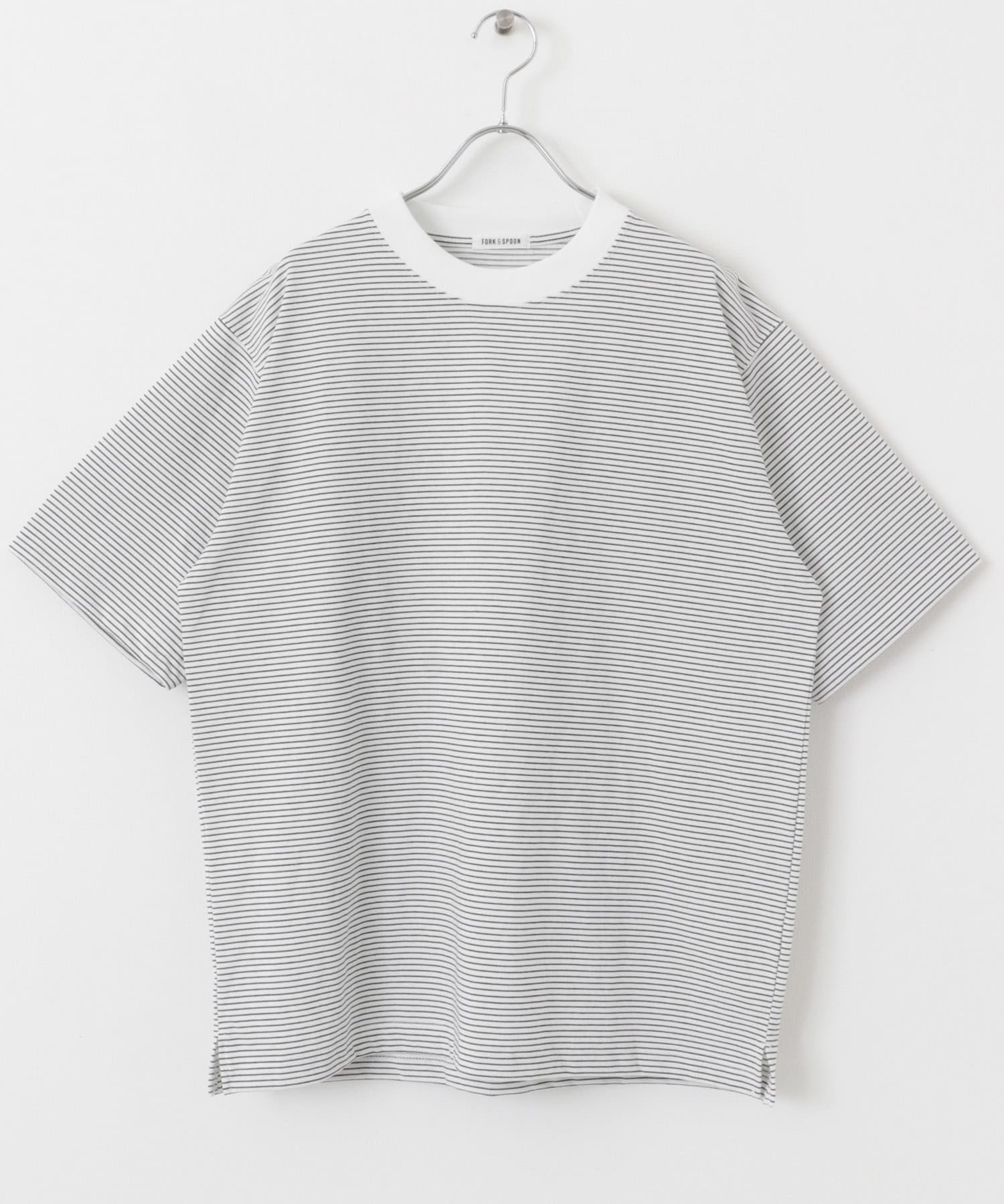 FORK&SPOON　ボーダープレーティングショートスリーブTシャツ OFFxBLK 4