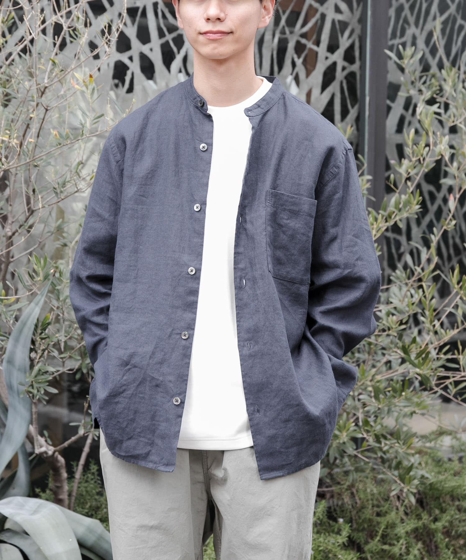 FORK&SPOON　コットンリネンロングスリーブシャツ