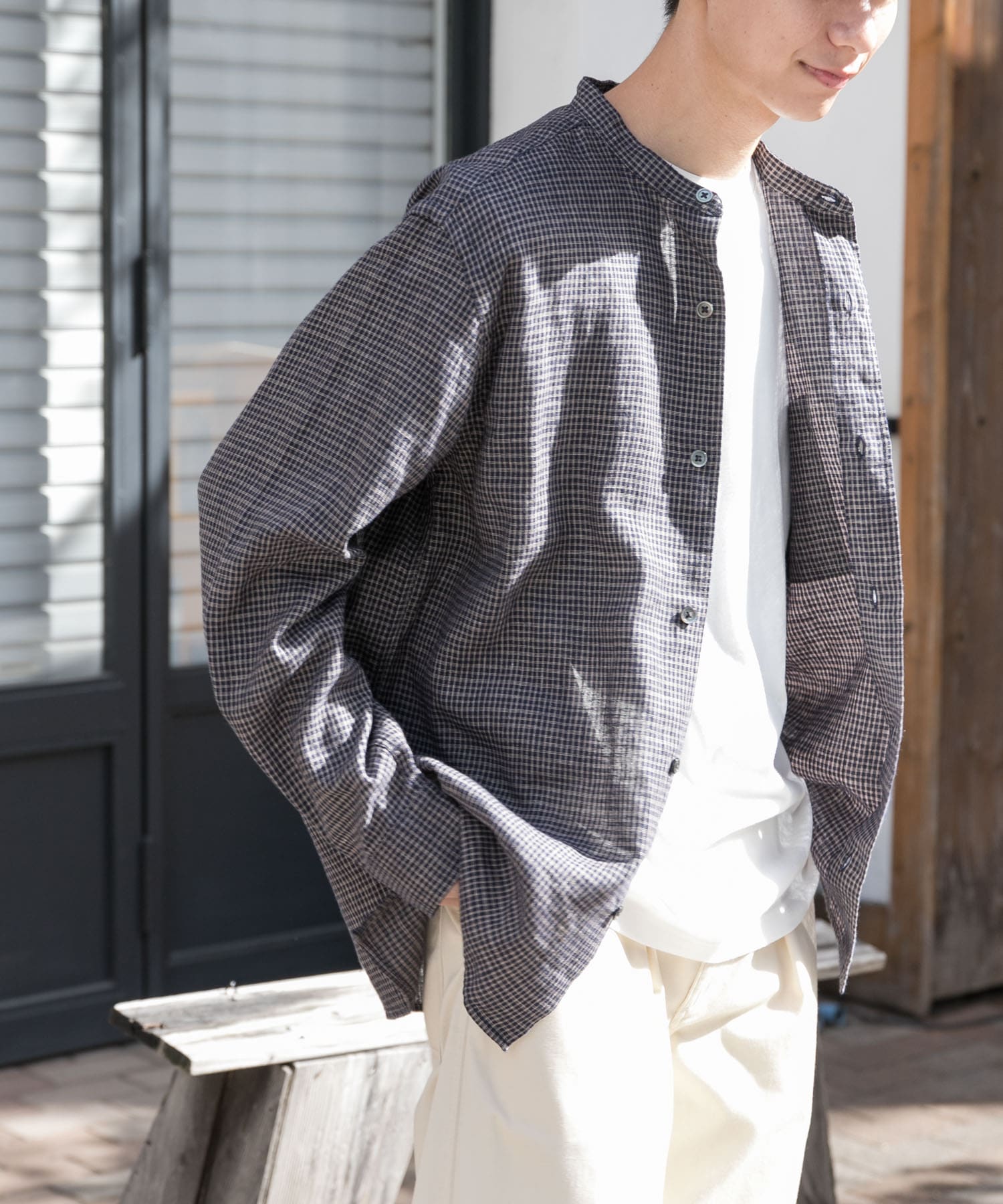 FORK&SPOON　コットンリネンロングスリーブシャツ