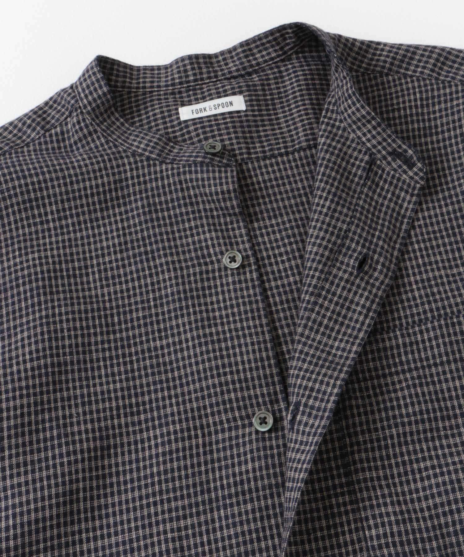 FORK&SPOON　コットンリネンロングスリーブシャツ NAVY CHK 4